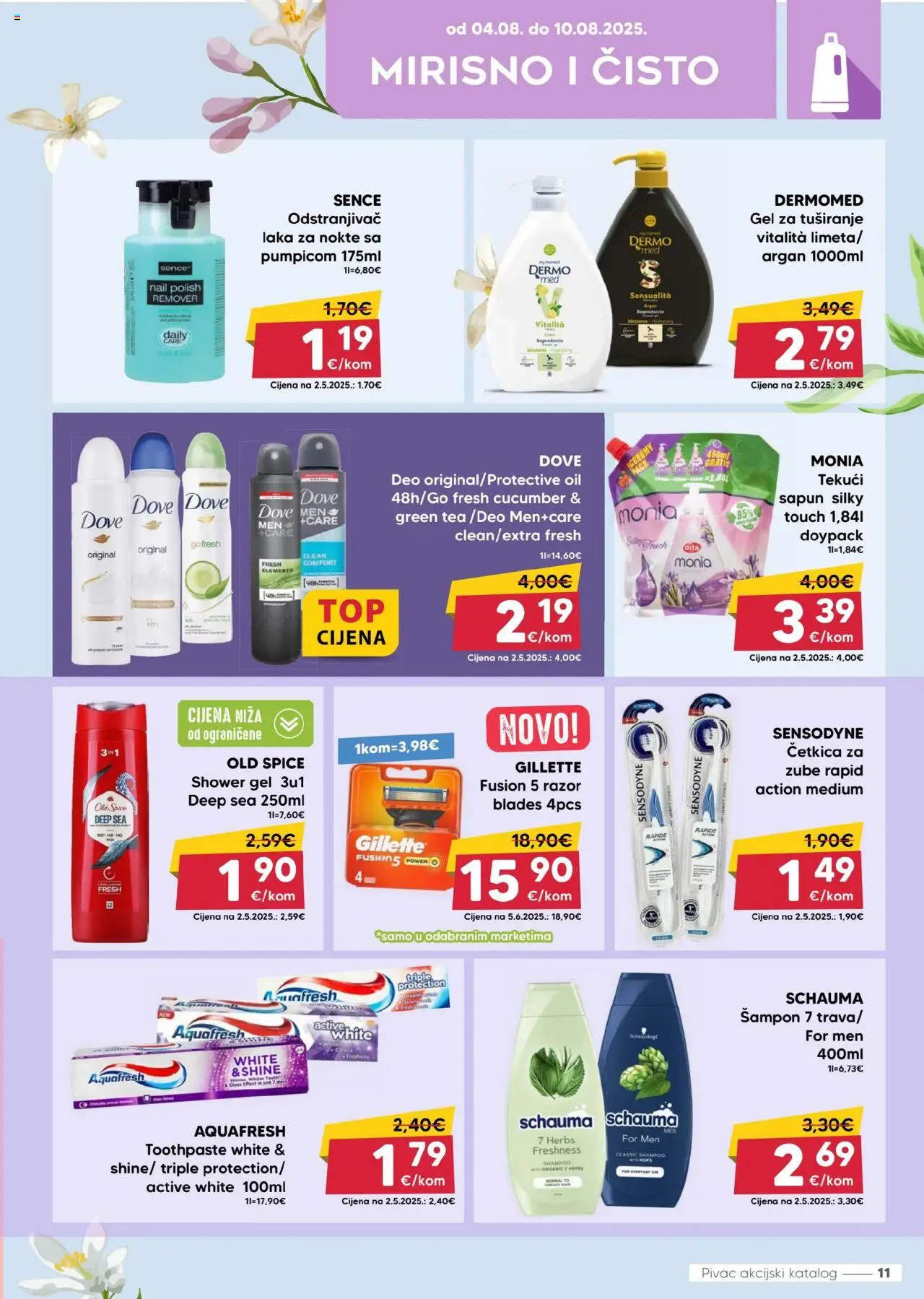 Pivac katalog | vrijedi od 04.08.2025 | Stranica: 11 | Proizvodi: Gel za tuširanje, Sensodyne, Dove, Old Spice