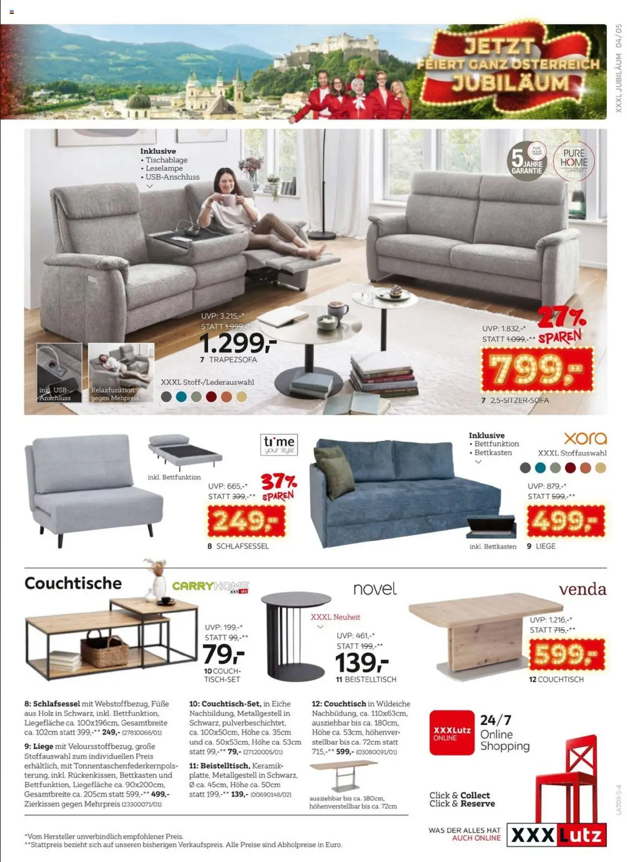 XXXLutz Jetzt Feiert Ganz Österreich Jubiläum gültig ab 16.09.2025 | Seite: 5 | Produkte: USB, Couch, Couchtisch