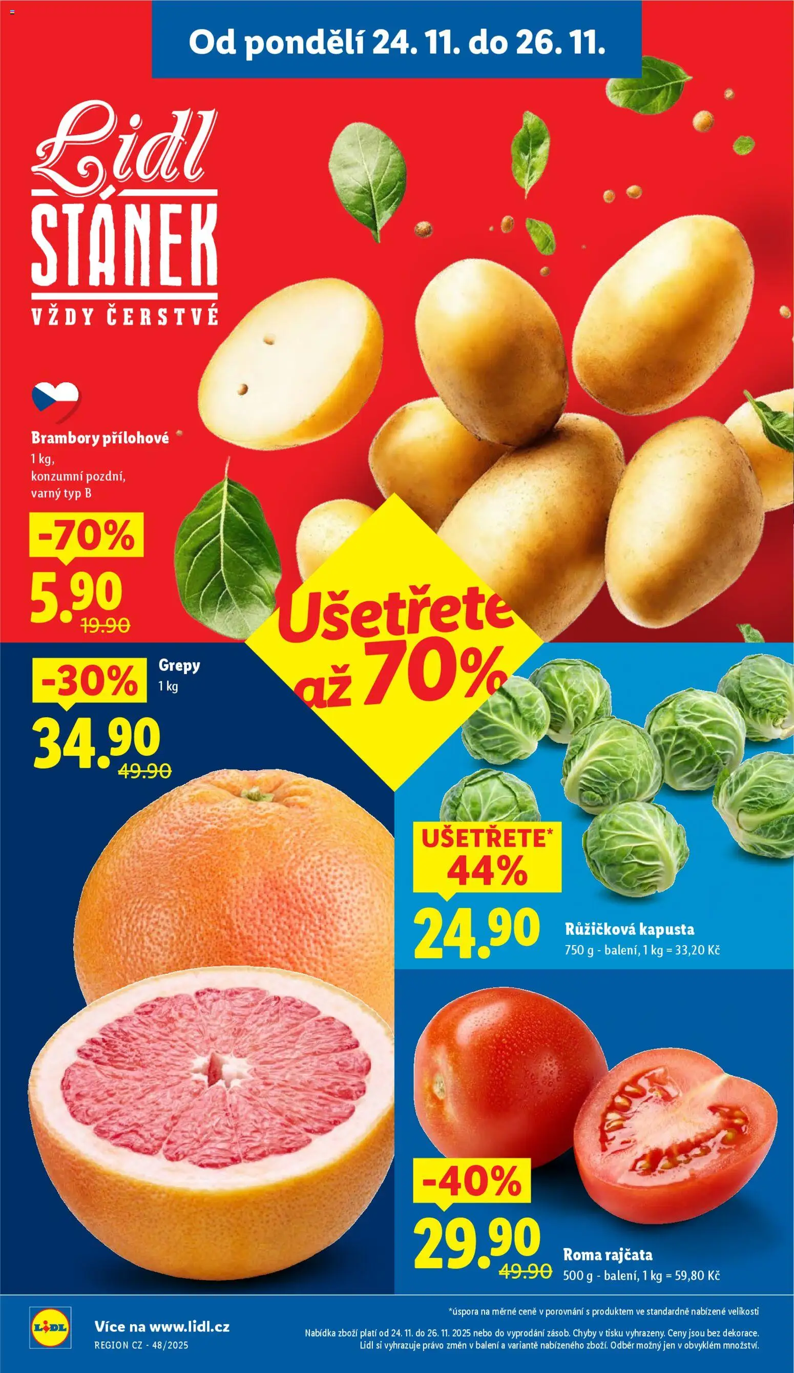 Lidl Black Friday od 24.11.2025 | Strana: 10 | Produkty: Růžičková kapusta, Rajčata, Brambory, Kapusta