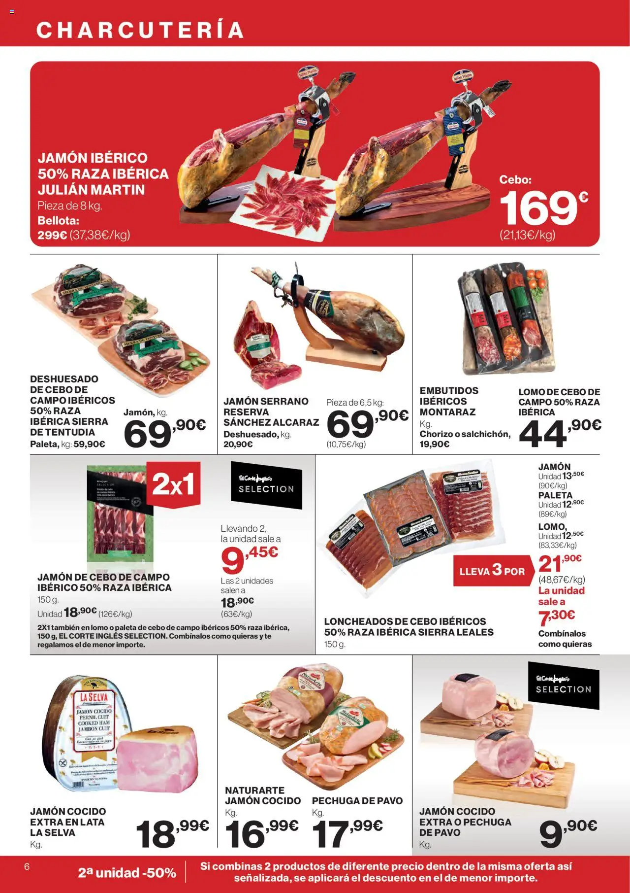 El Corte Inglés ofertas │ válido desde el 11.09.2025 | Página: 6 | Productos: Jamón serrano, Jamón ibérico, Jamón, Jamón cocido
