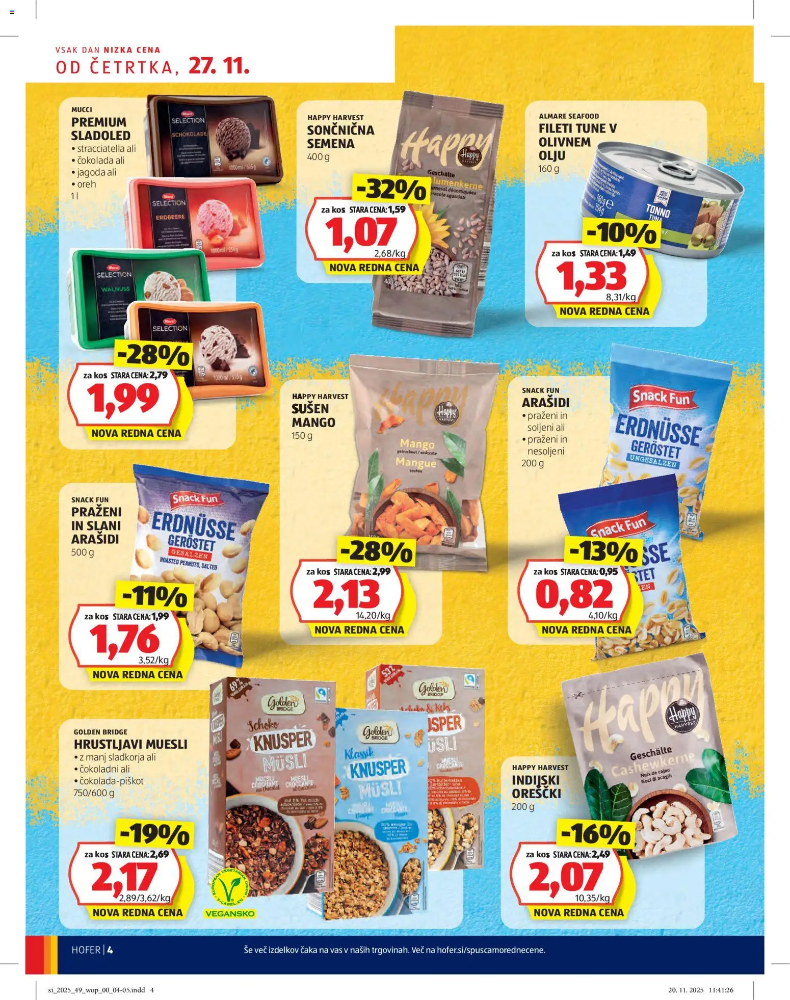 Hofer SI katalog | vrijedi od 27.11.2025 | Stranica: 4 | Proizvodi: Čokolada, Musli, Keks, Mango