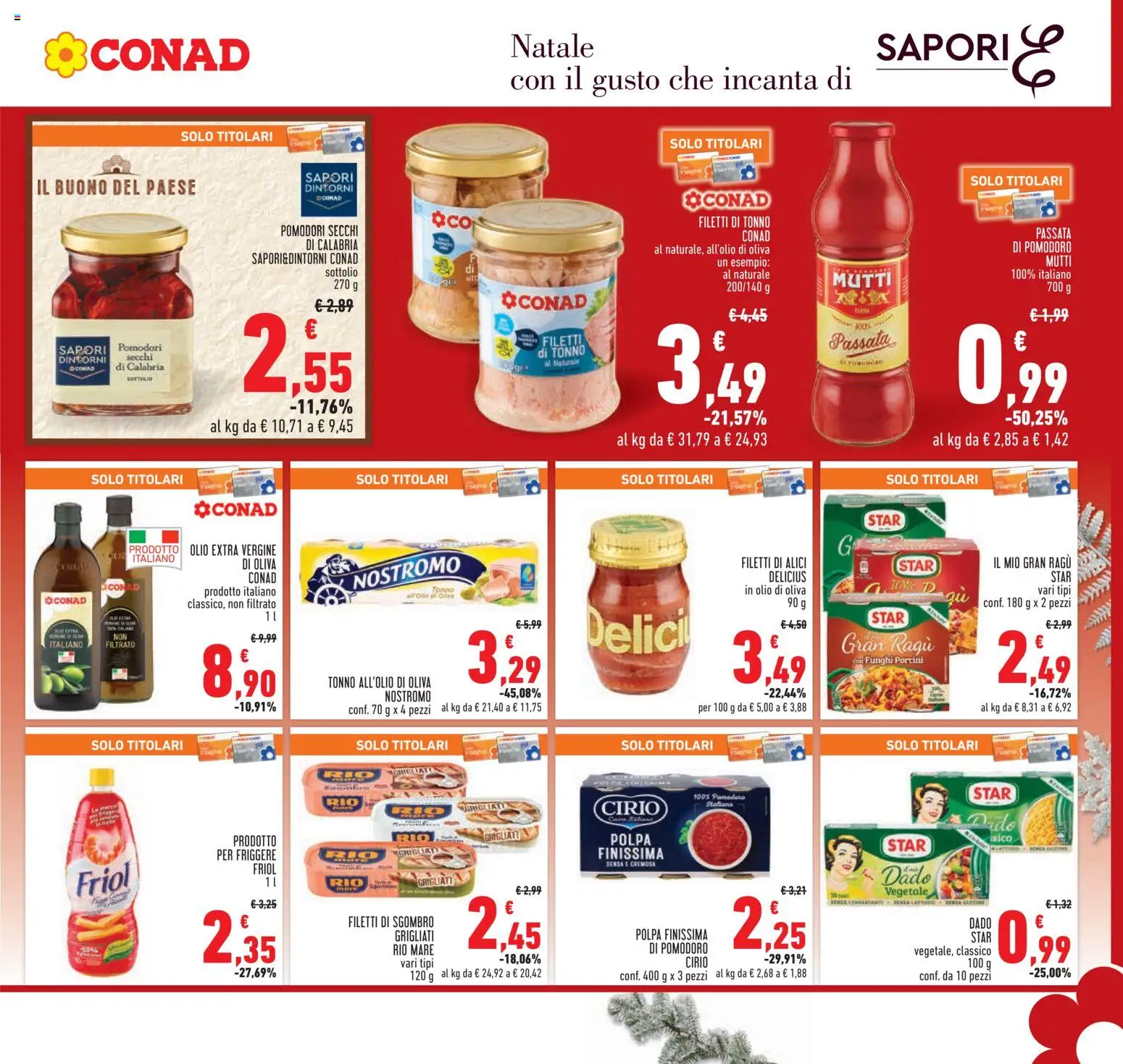 Volantino Conad del 15.12.2025 | Pagina: 17 | Prodotti: Pomodori, Passata di pomodoro, Tonno, Olio di Oliva