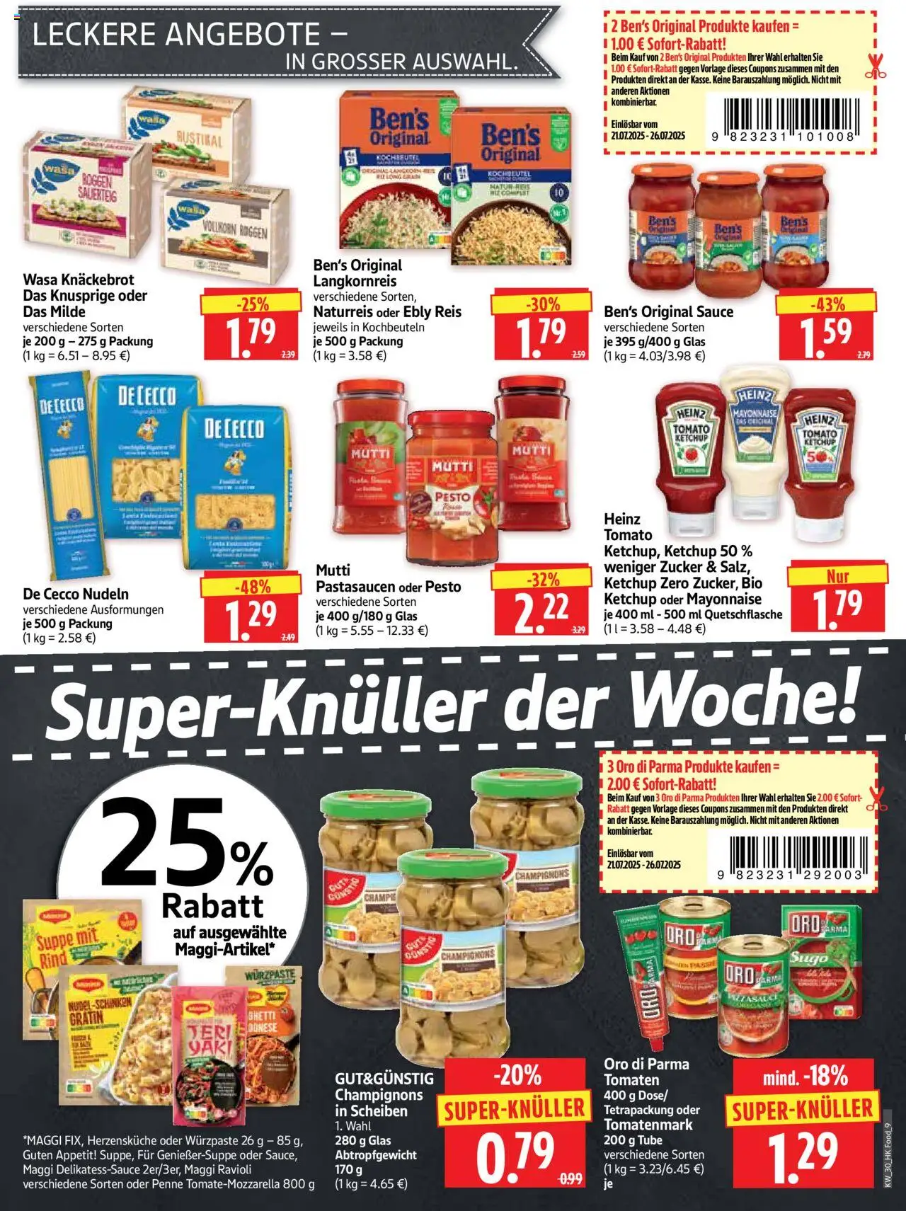 HERKULES Prospekt 	 - gültig ab dem 21.07.2025 | Seite: 9 | Produkte: Maggi, Oro di parma, Champignons, Ketchup