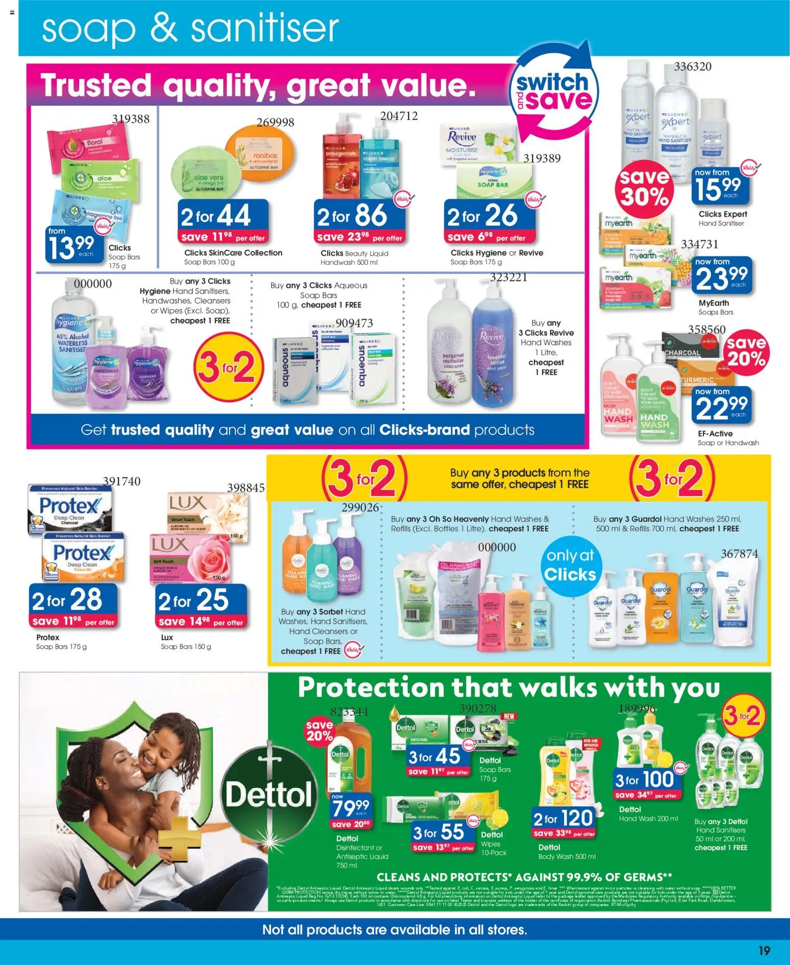 New Clicks catalogue – valid from 23.10.2025 | Page: 19 | Products: Frame, Disinfectant, Switch, Body wash