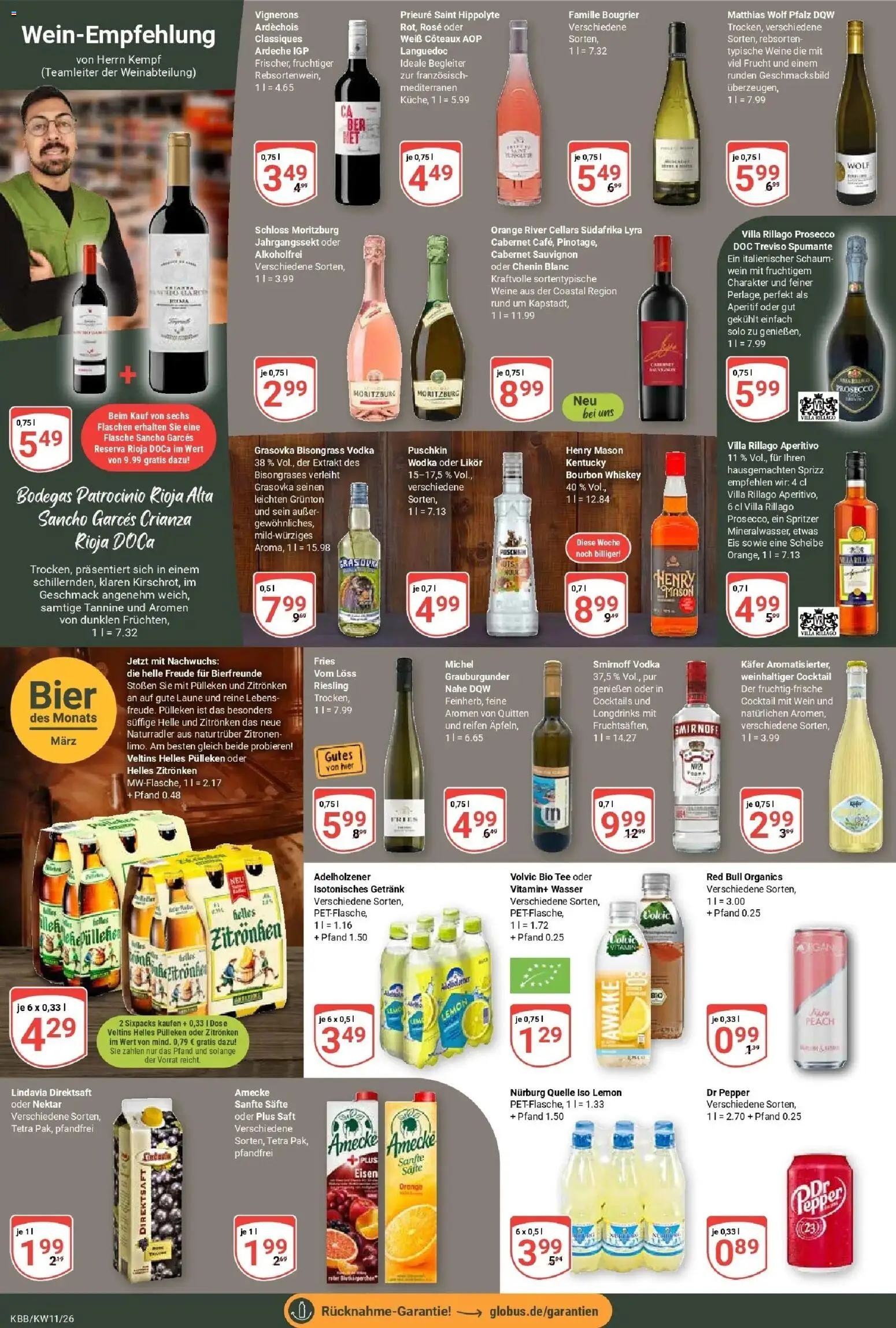 Globus prospekt Koblenz-Bubenheim	 – gültig ab 09.03.2026 | Seite: 16 | Produkte: Likör, Saft, Volvic, Wodka
