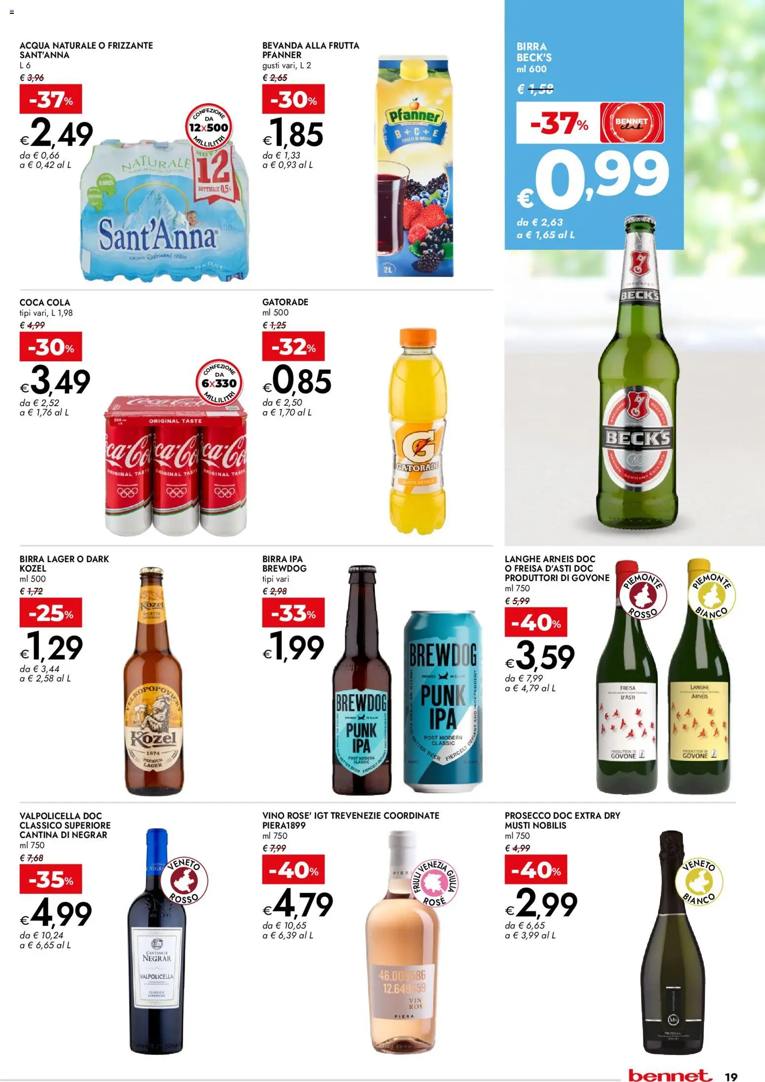 Volantino bennet del 02.04.2026 | Pagina: 19 | Prodotti: Prosecco, Frutta, Vino, Coca Cola