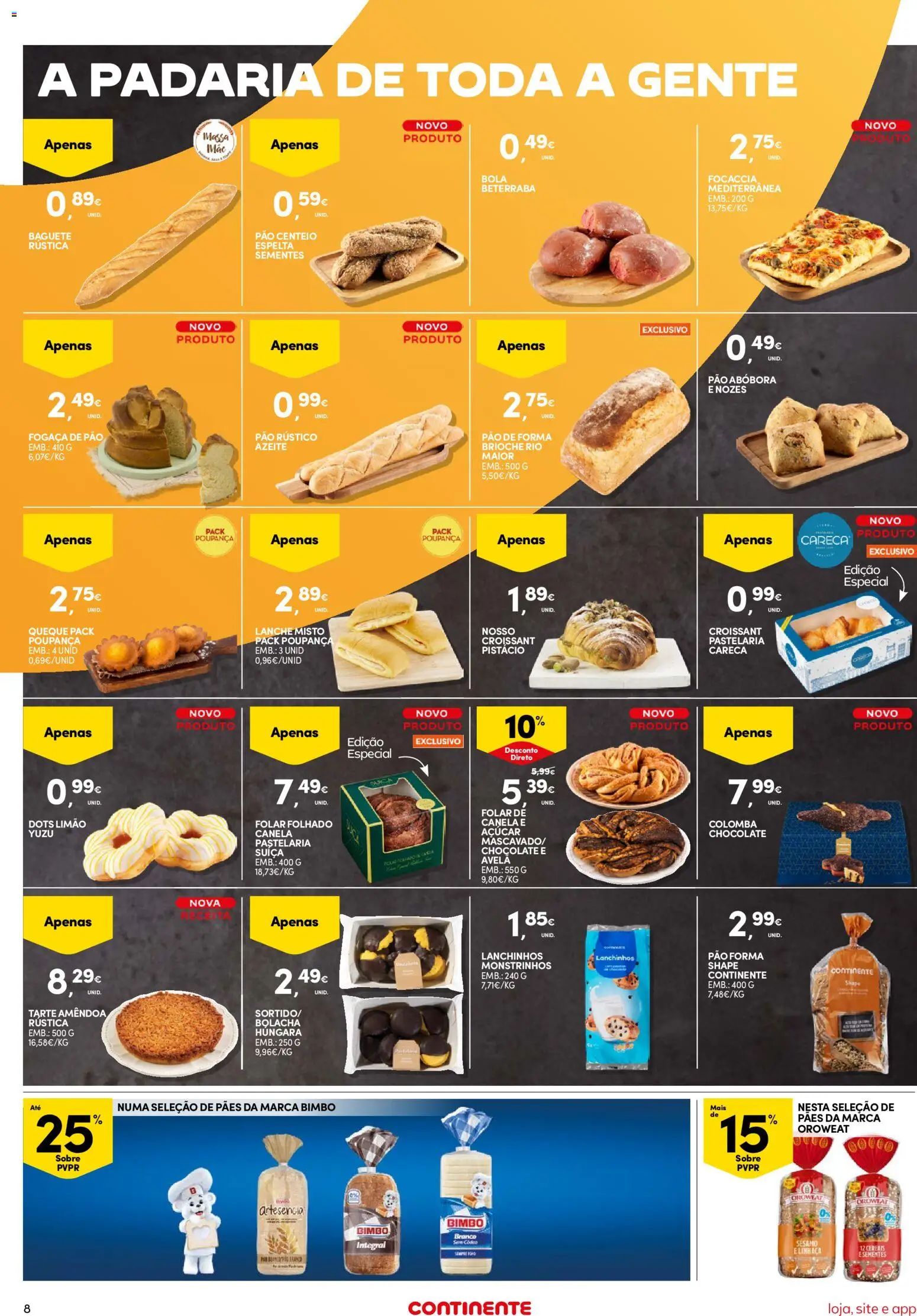 Continente Semanal Continente Bom Dia │ válido de 07.04.2026 | Página: 8 | Produtos: Padaria, Pão, Tarte, Açúcar