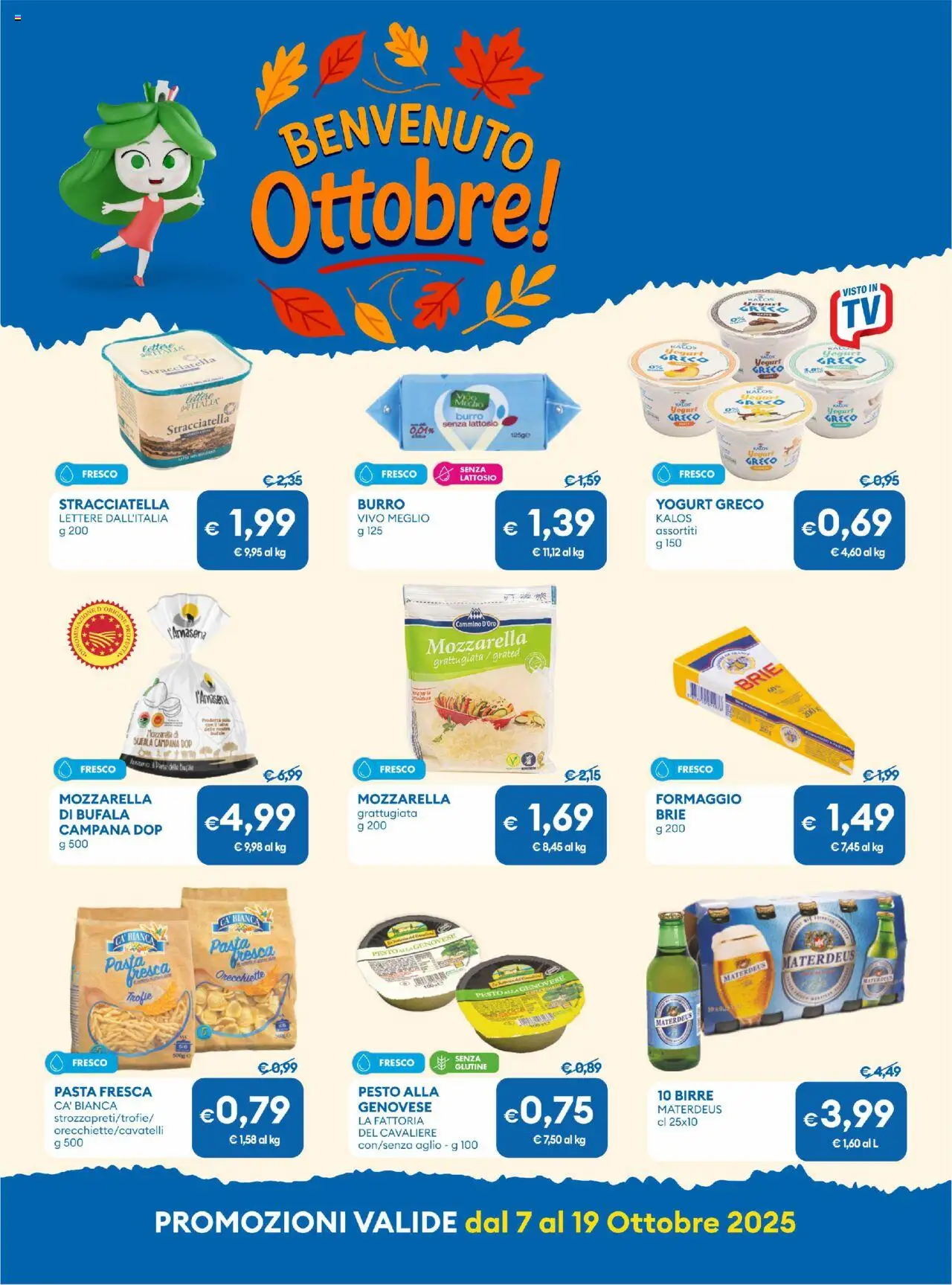 Volantino MD Discount del 07.10.2025 | Pagina: 3 | Prodotti: Mozzarella, Formaggio, Burro, Pasta
