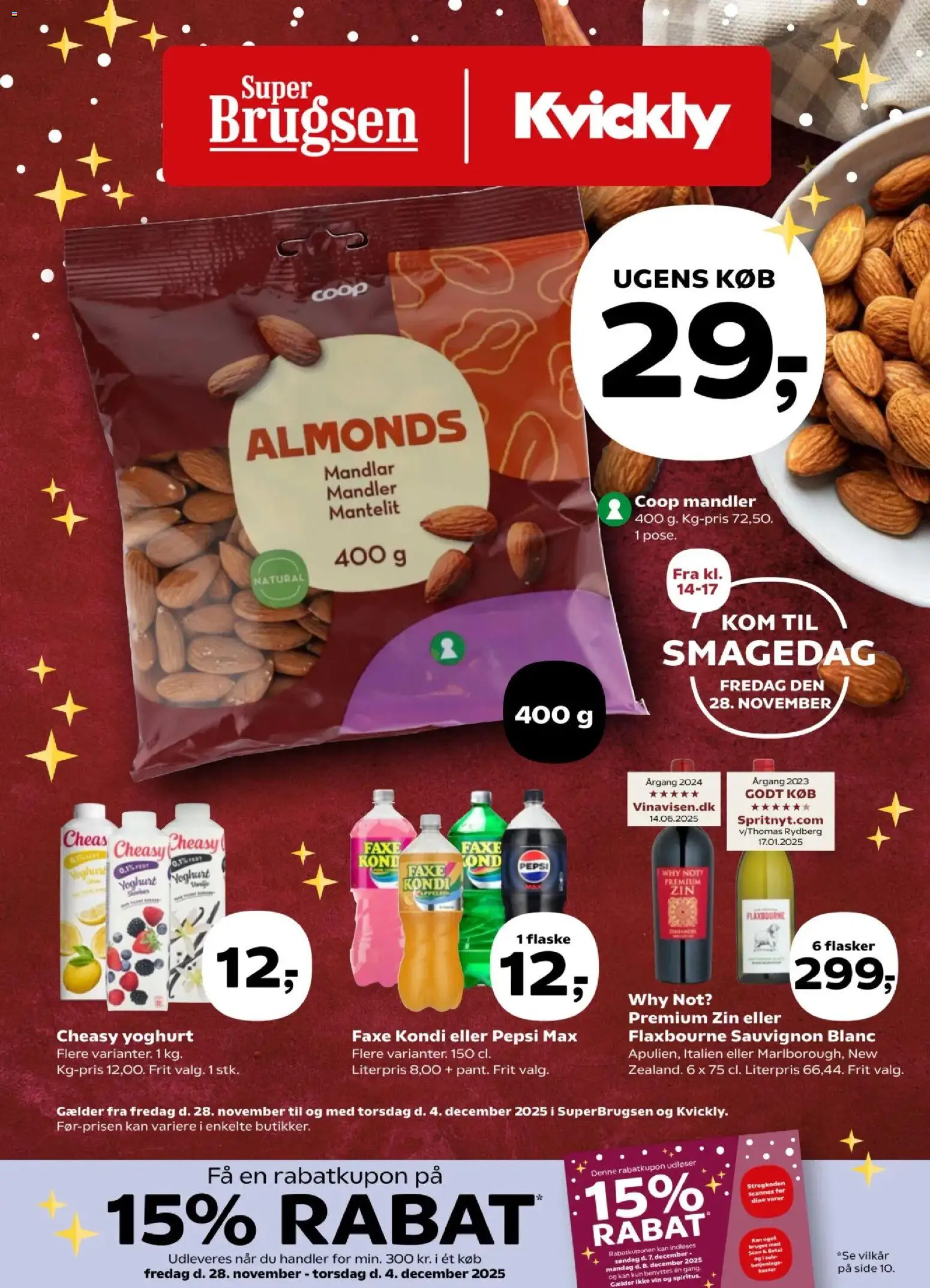 Kvickly tilbudsavis – gyldig fra 28.11.2025 | Side: 3 | Produkter: Yoghurt, Mandler, Faxe Kondi, Pepsi