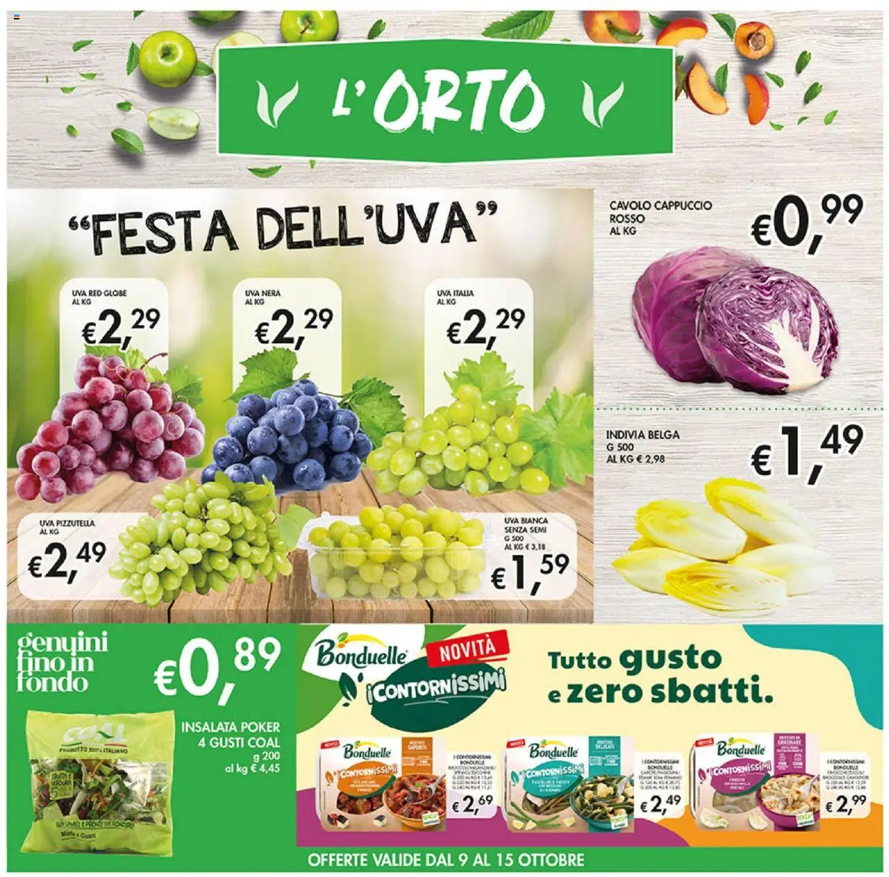 Volantino Coal del 09.10.2025 | Pagina: 2 | Prodotti: Cavolo, Uva, Cappuccio, Indivia
