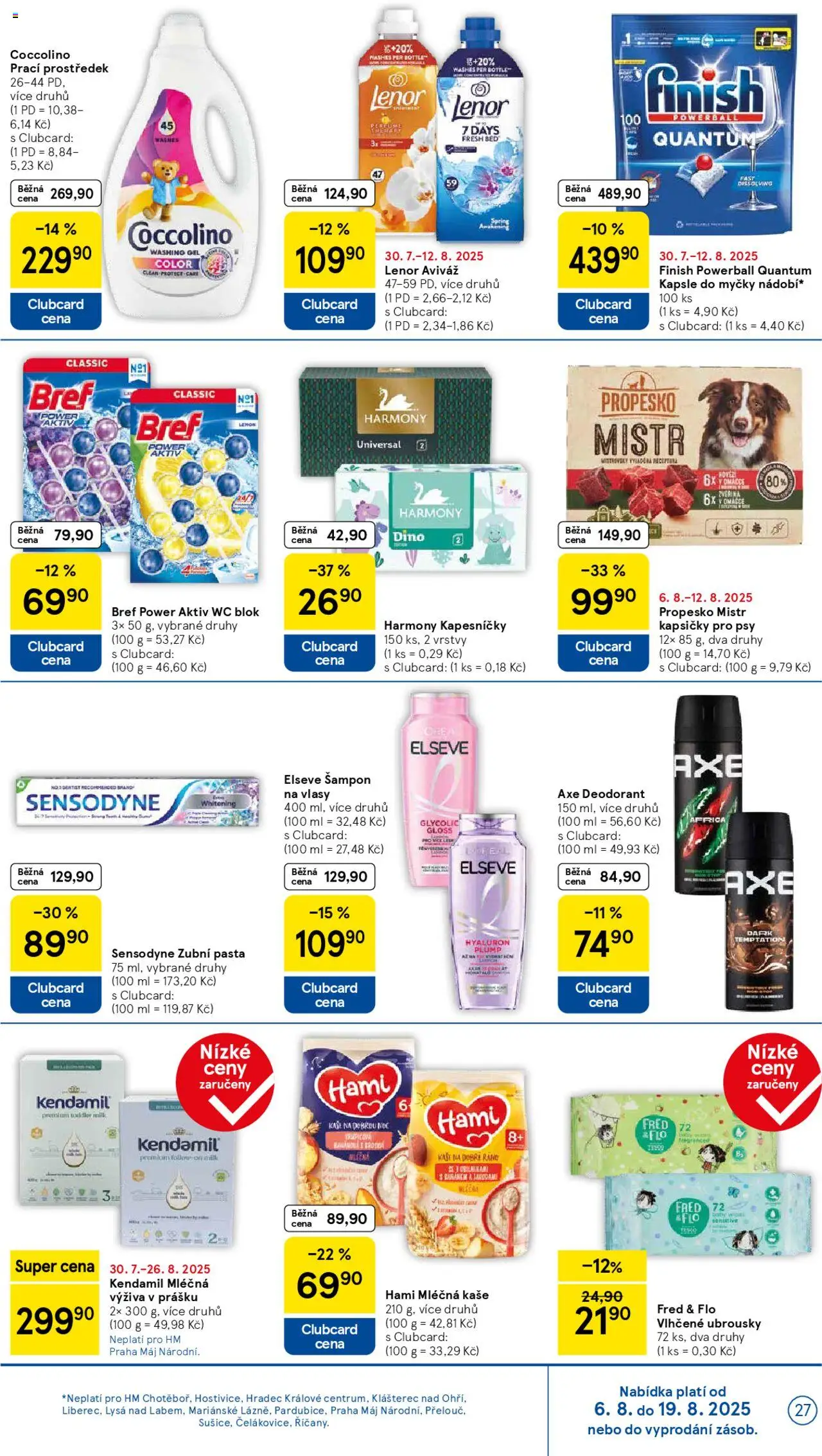 Tesco leták - Hypermarket od 06.08.2025 | Strana: 27 | Produkty: Aviváž, Ubrousky, Kapsle do myčky, Kendamil