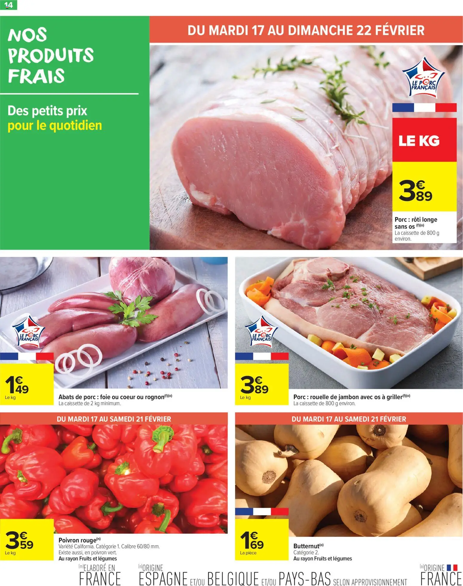 {H1} | Page: 16 | Produits: Porc rouelle de jambon, Poivron, Jambon, Porc
