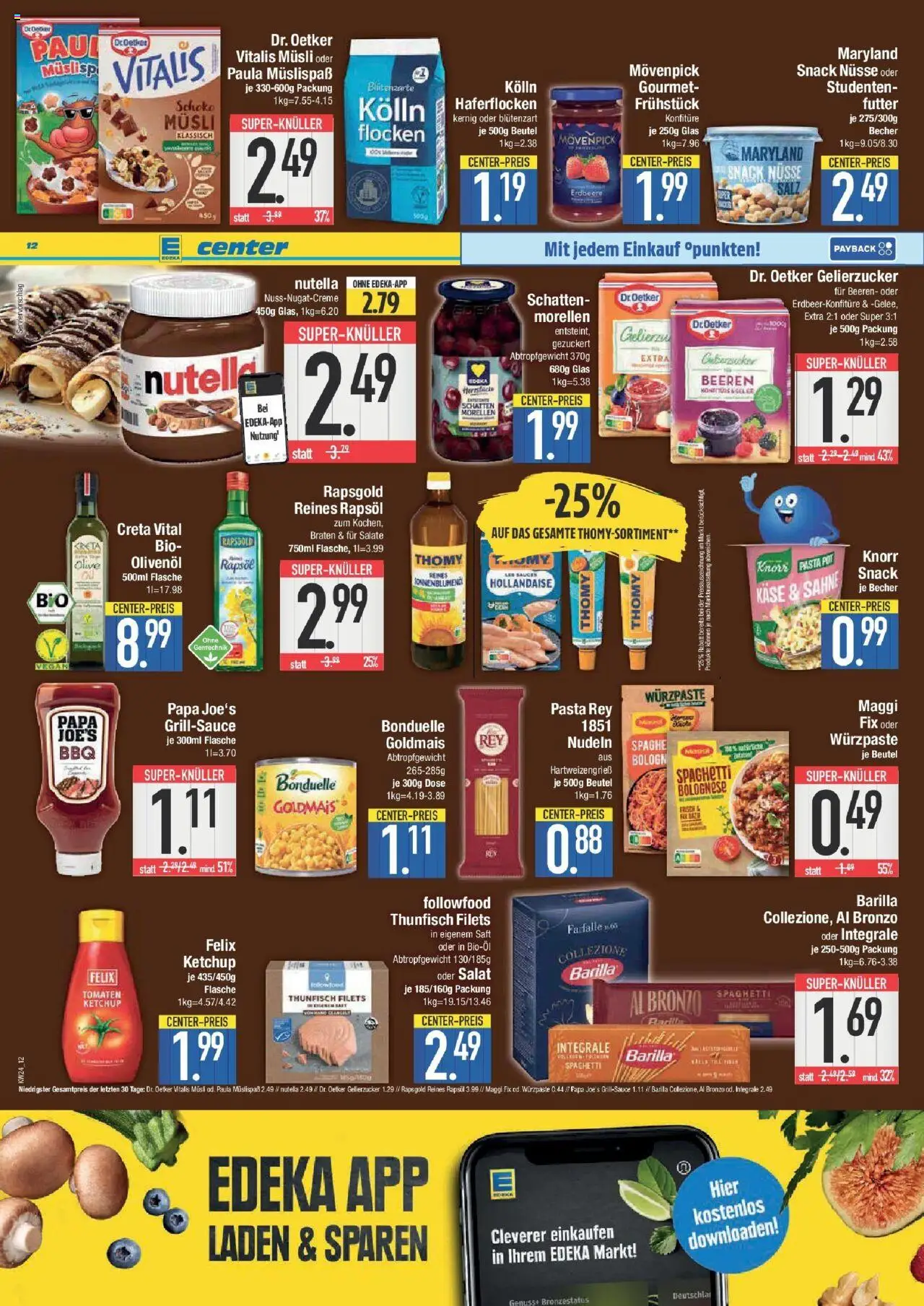 Edeka prospekt Hunderdorf	 - gültig ab dem 08.06.2025 | Seite: 12 | Produkte: Kolln, Barilla, Thunfisch, Nudeln