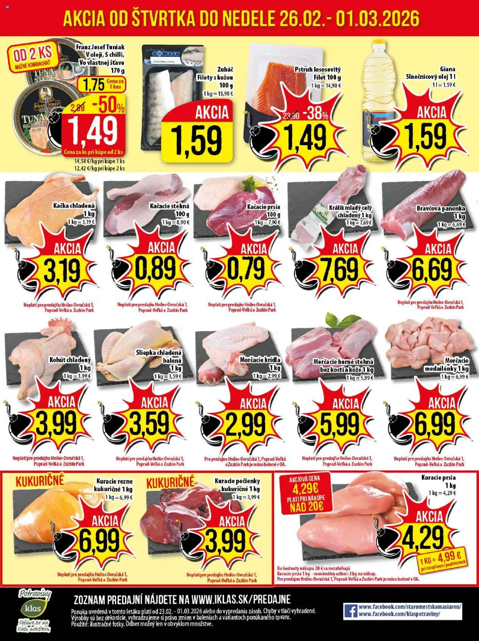 Nové Klas akcie – leták je platný od 23.02.2026 | Strana: 25 | Produkty: Olej, Tuniak, Pstruh, Bravčová panenka