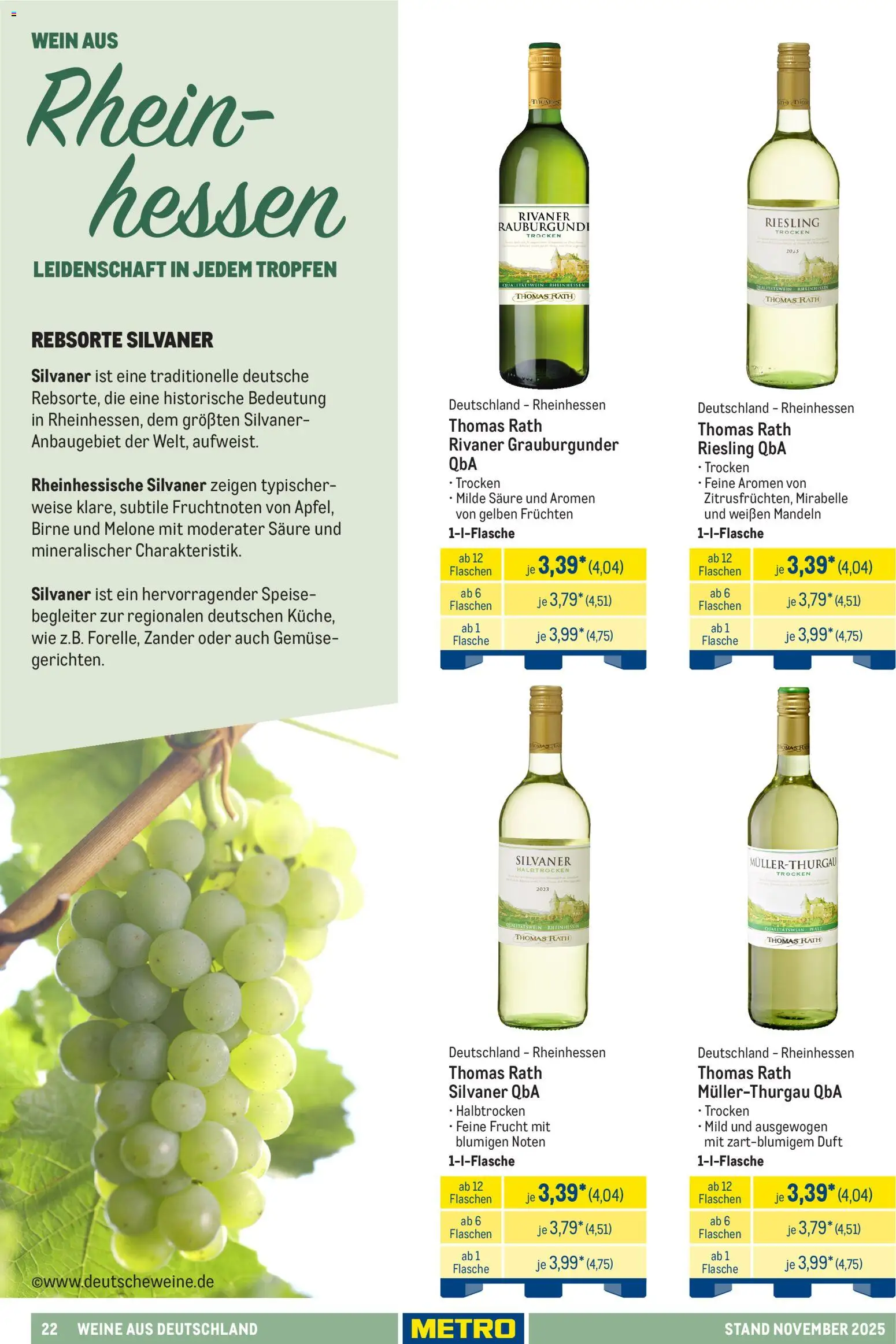 Metro - Hauswein-Katalog – gültig ab 12.11.2025 | Seite: 22 | Produkte: Mandeln, Birne, Melone, Wein