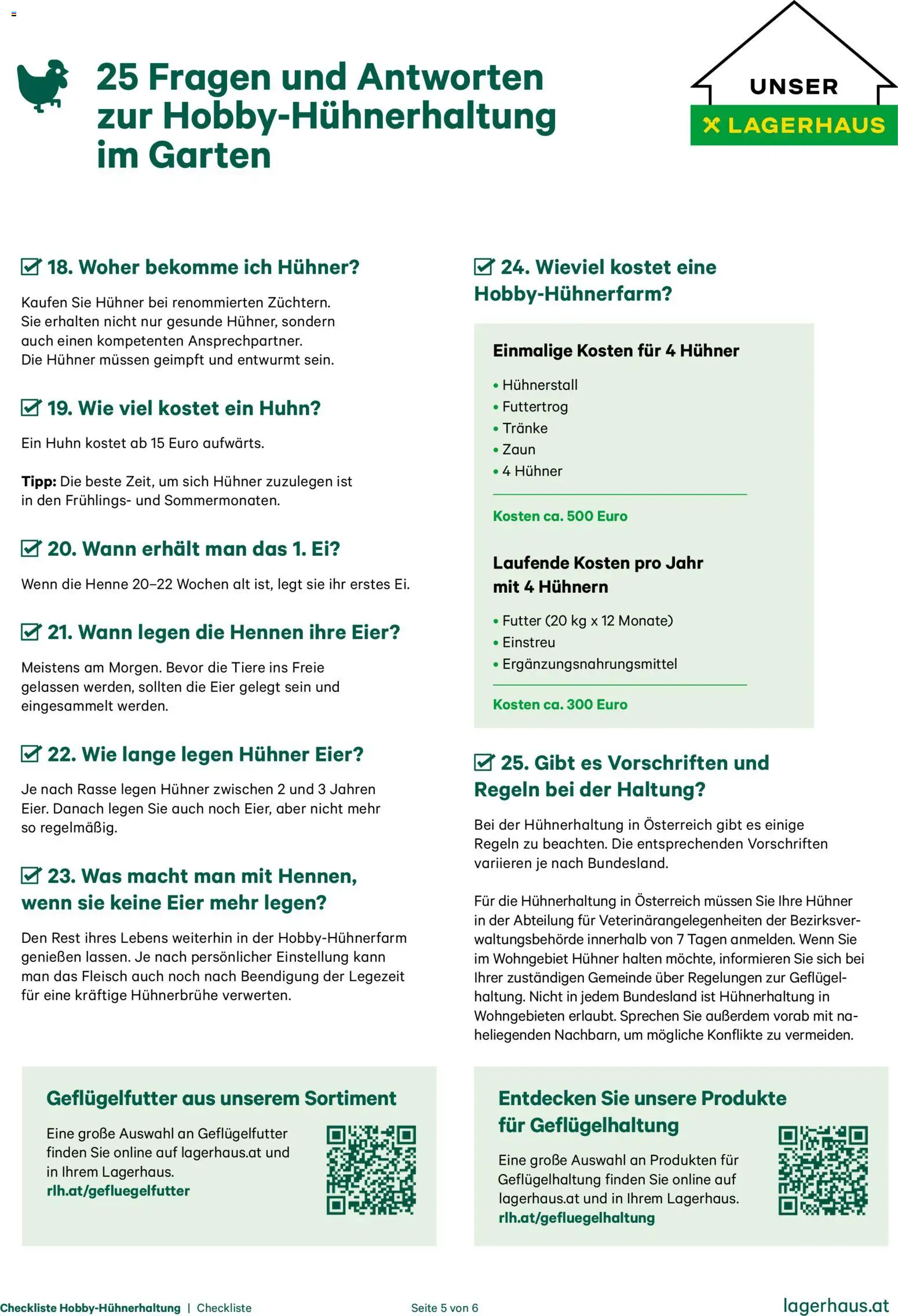 Lagerhaus  Checkliste Hobbyfarming Huehnerhaltung gültig ab 12.11.2025 | Seite: 5 | Produkte: Eier