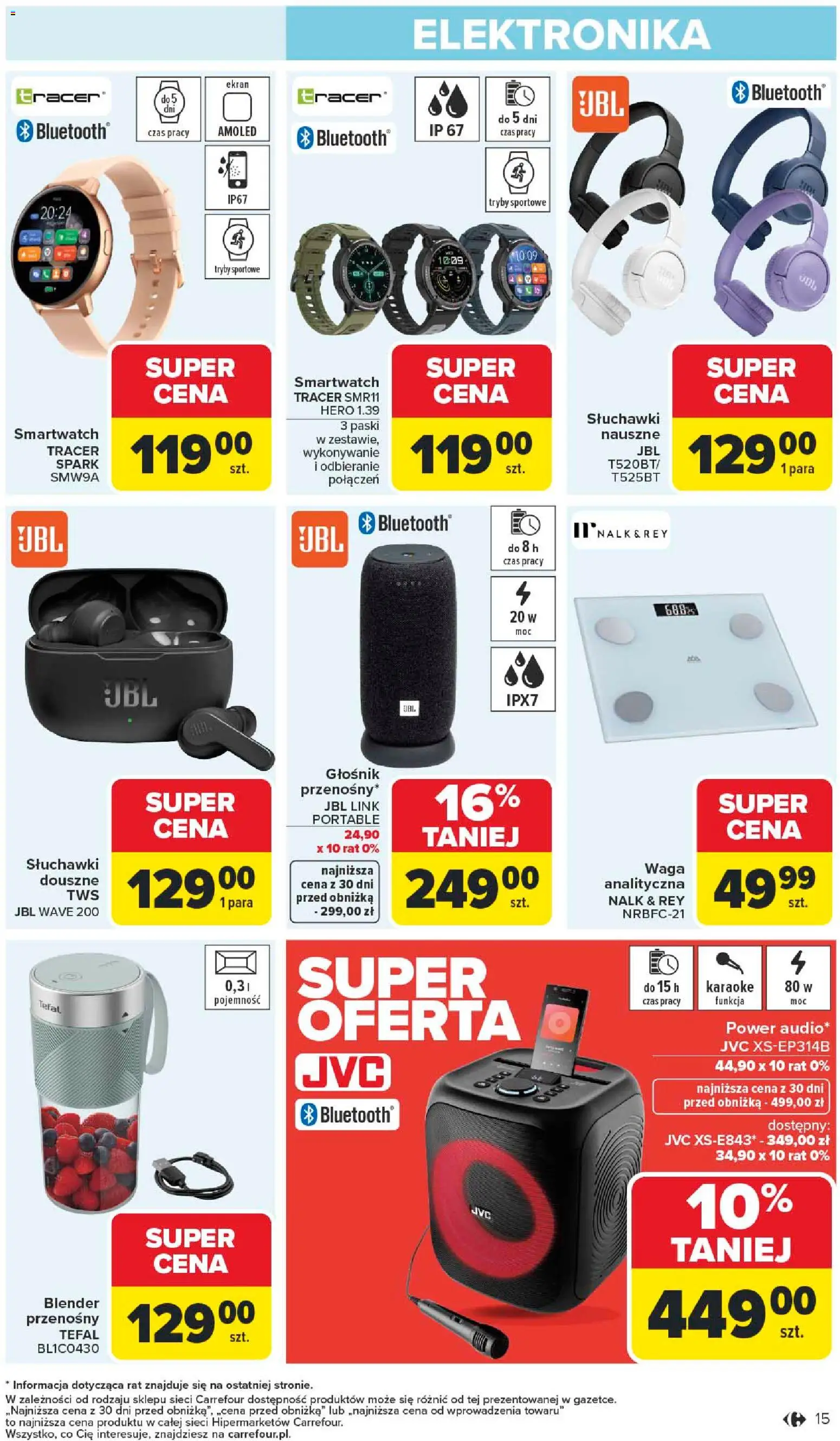 Carrefour Gazetka - Łap super okazje od 19.01.2026 | Strona: 15 | Produkty: Słuchawki, Waga, Smartwatch, Blender