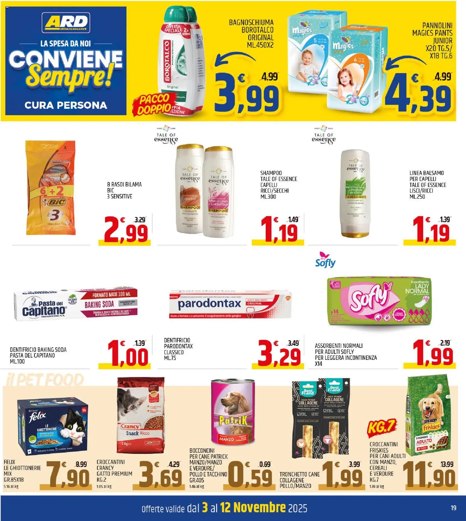 Volantino ARD Discount del 03.11.2025 | Pagina: 19 | Prodotti: Illuminante, Pannolini, Manzo, Cereali