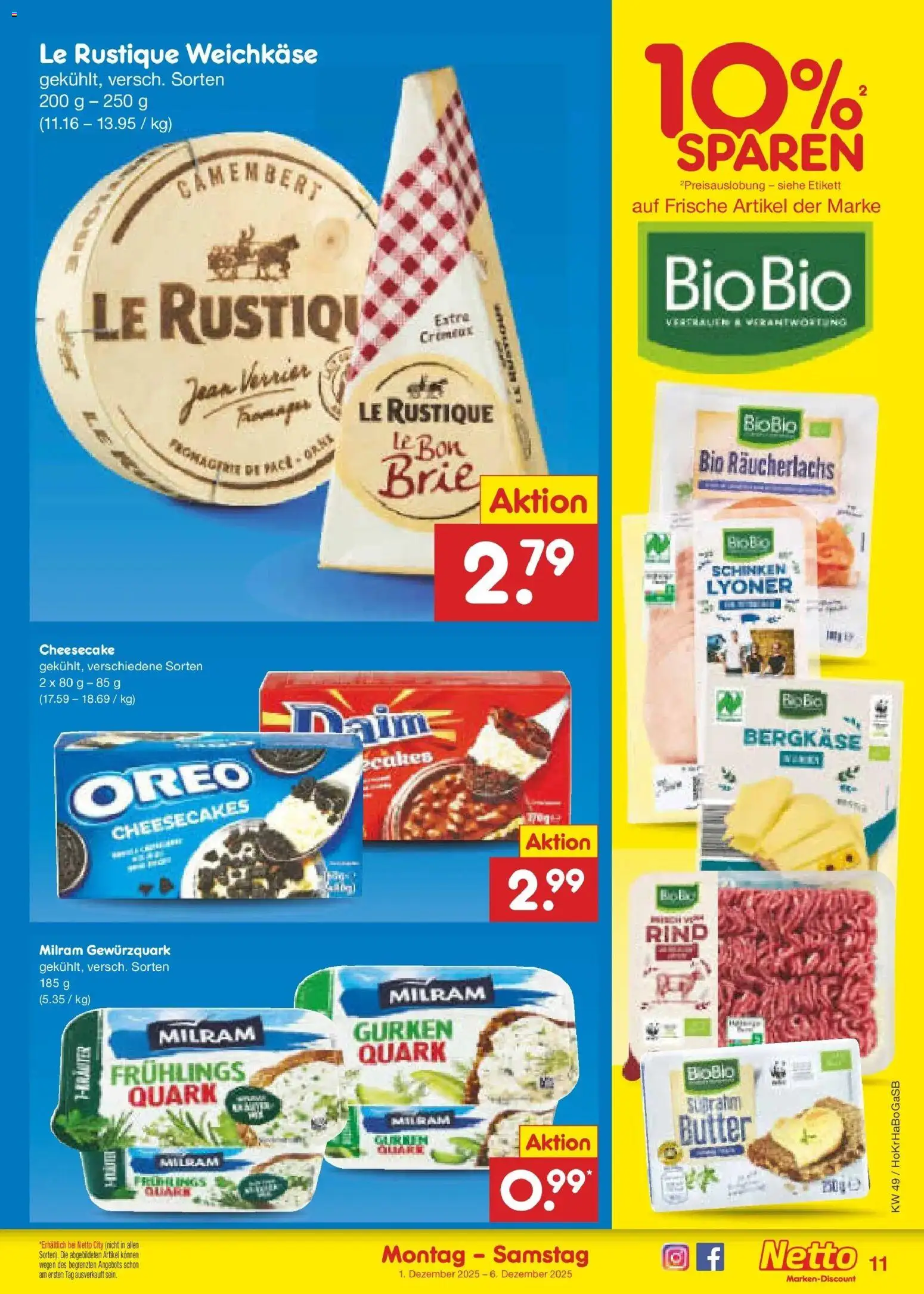 Netto Marken-Discount prospekt Hannover	 – gültig ab 30.11.2025 | Seite: 11 | Produkte: Räucherlachs, Milram, Schinken, Gurken