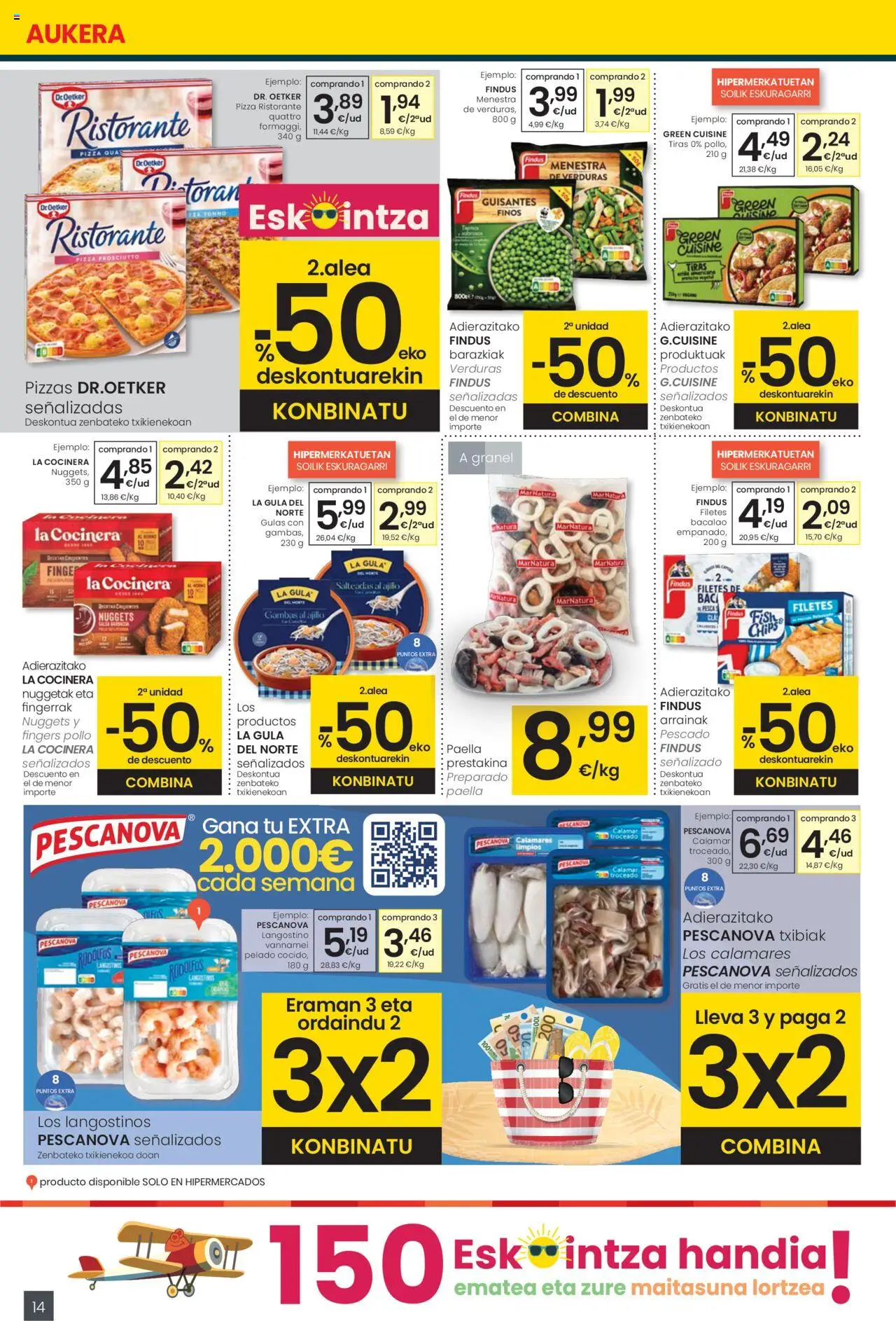 Eroski - Handia │ válido desde el 12.06.2025 | Página: 14 | Productos: Calamares, Pizza, Pescado, Nuggets