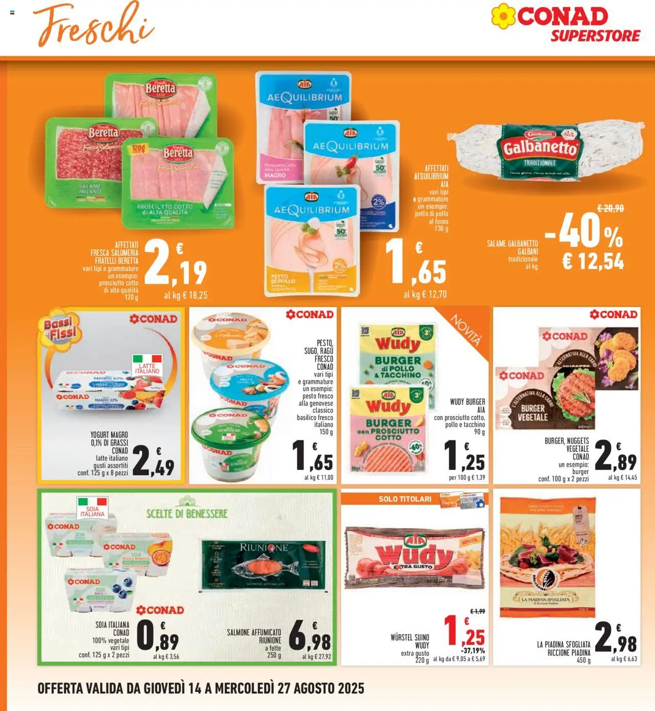 Volantino Conad del 14.08.2025 | Pagina: 8 | Prodotti: Petto di Pollo, Pollo, Salmone, Basilico