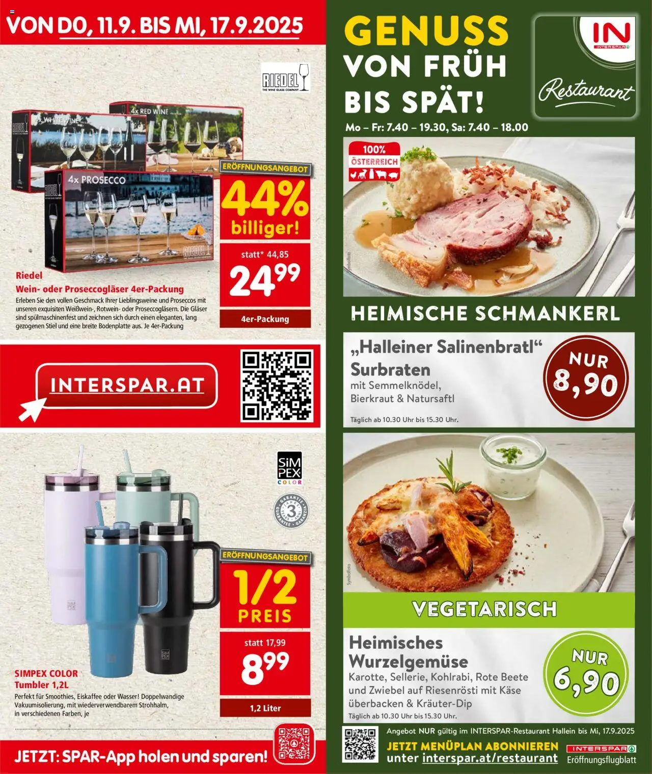 Interspar Flugblatt - Salzburg gültig ab 11.09.2025 | Seite: 11 | Produkte: Wasser, Rote Beete, Uhr, Käse
