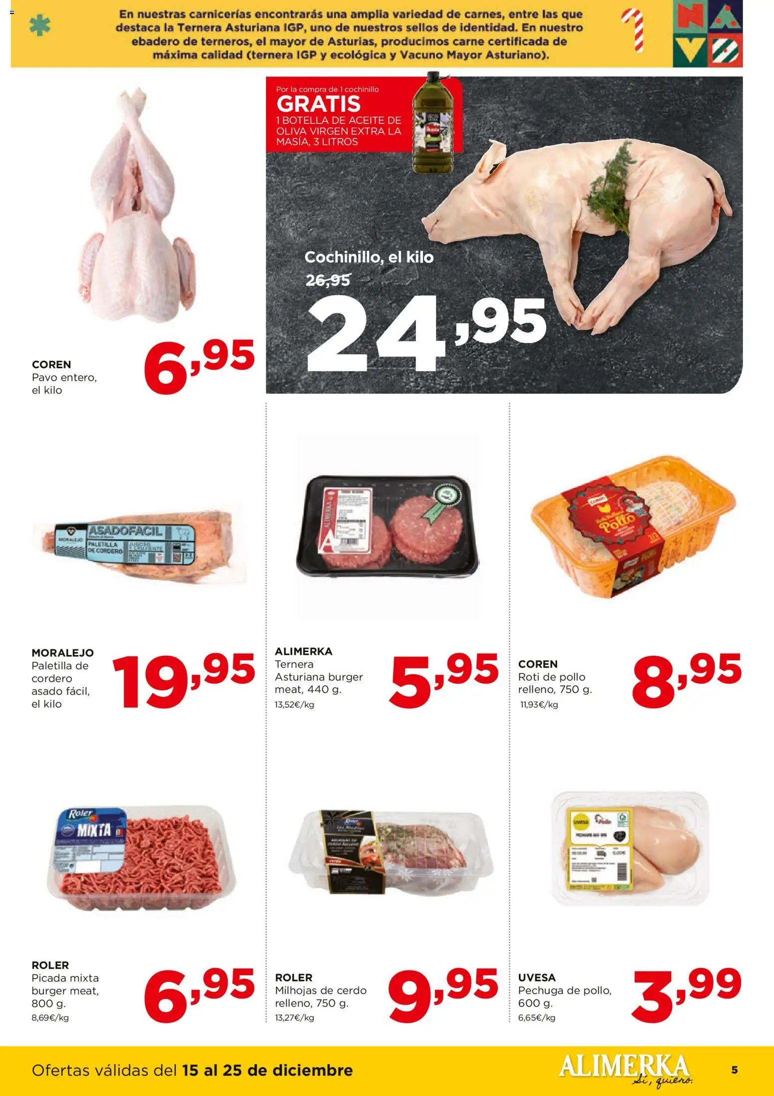 Alimerka folleto │ válido desde el 15.12.2025 | Página: 5 | Productos: Aceite, Cerdo, Aceite de oliva, Aceite de oliva virgen extra
