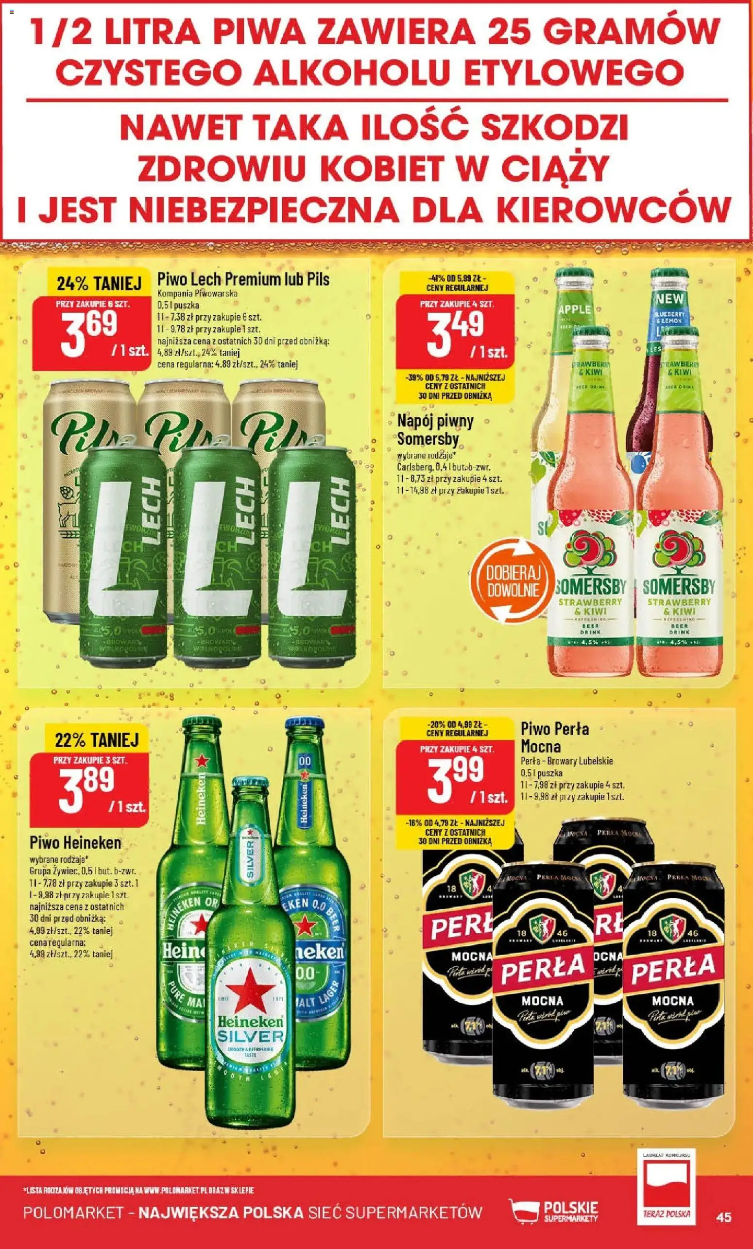 POLOmarket gazetka od 04.03.2026 | Strona: 45 | Produkty: Piwo perła, Piwo, Somersby, Heineken