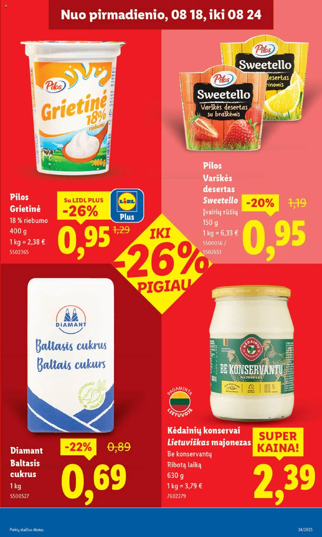 LIDL leidinys│galioja nuo 18.08.2025 | Puslapis: 35 | Prekių: Konservai, Majonezas, Cukrus, Grietinė