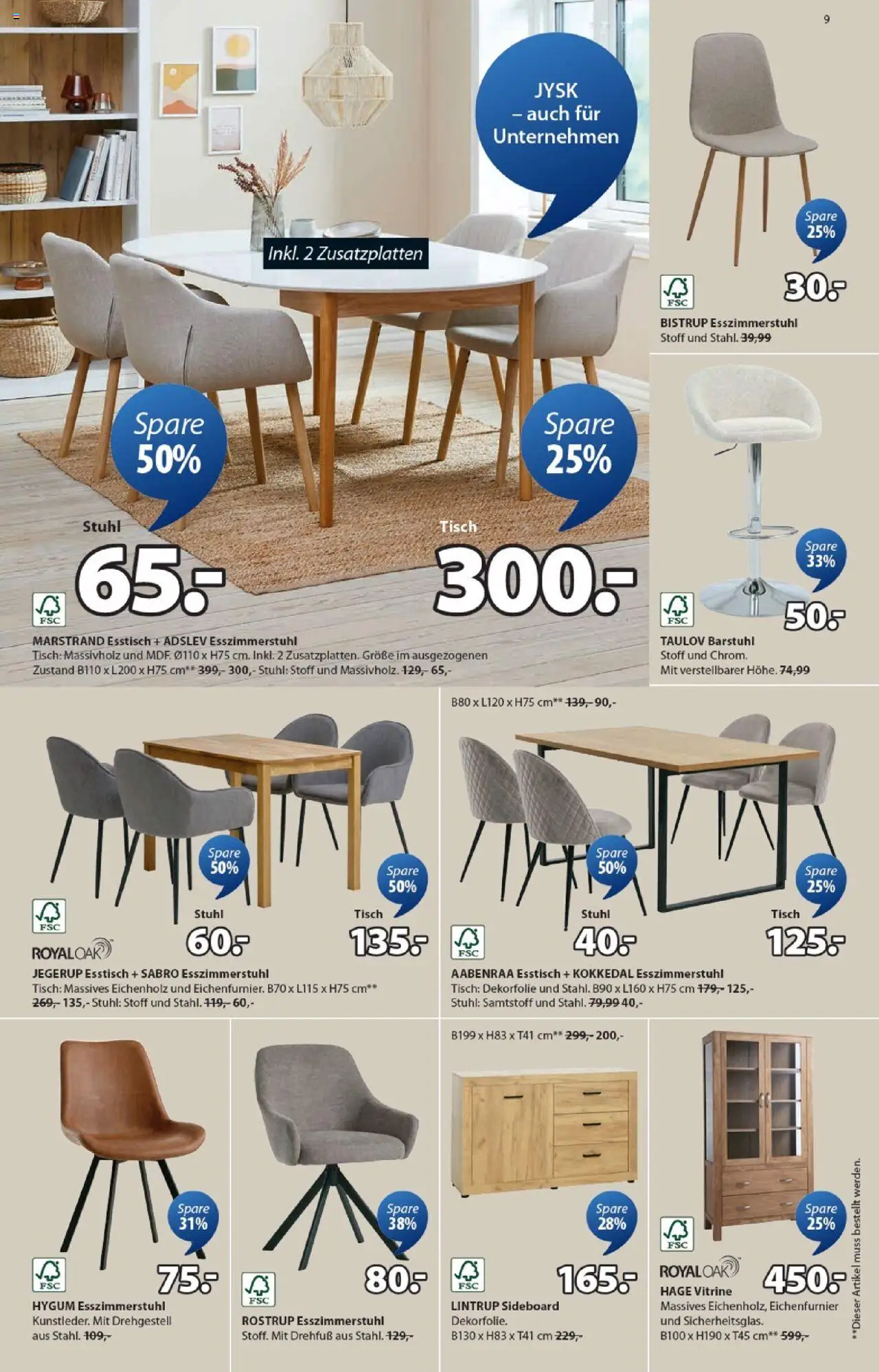 Angebote JYSK - gültig ab dem 17.08.2025 | Seite: 9 | Produkte: Sideboard, Esstisch, Vitrine, Tisch