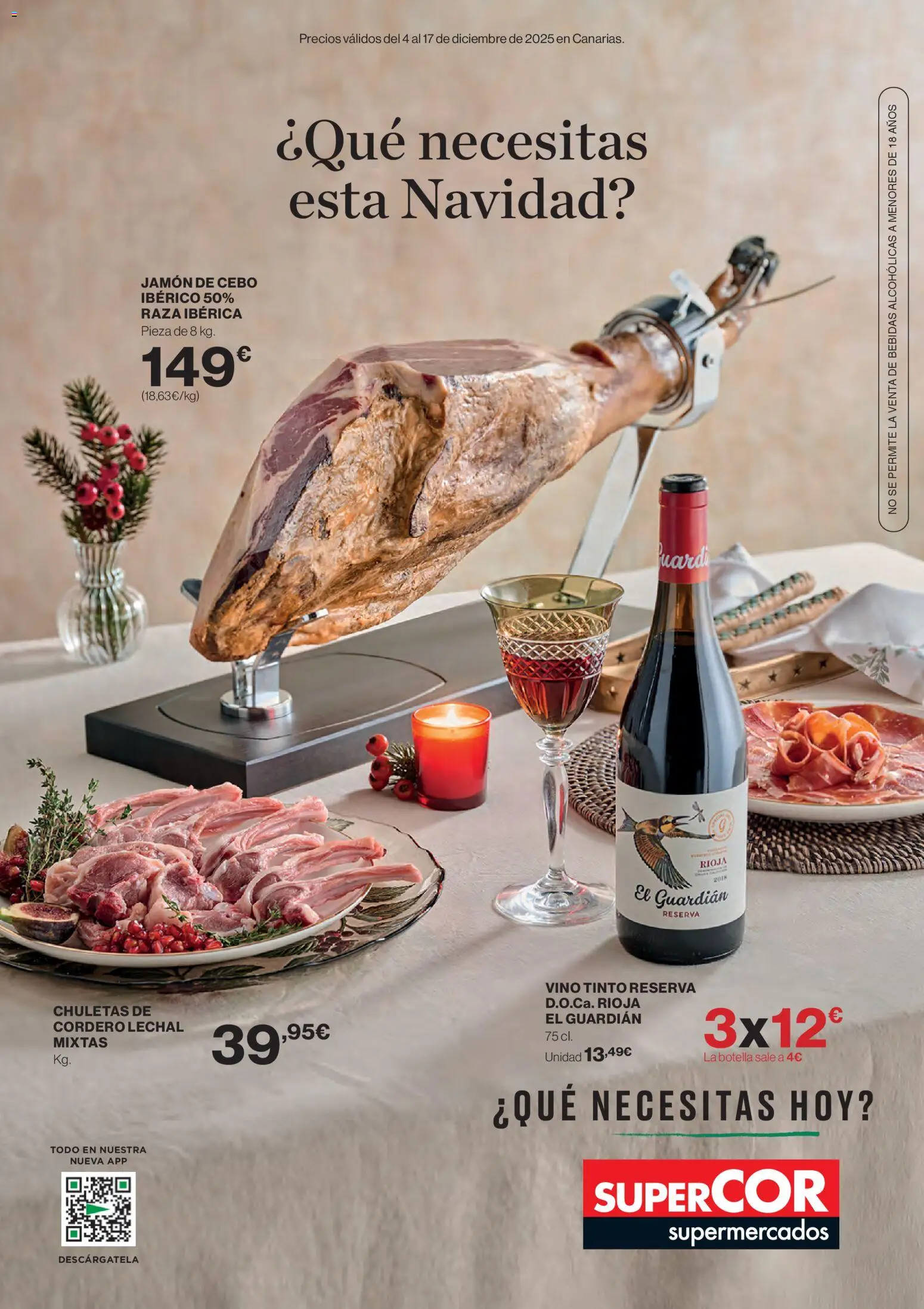Supercor Canarias │ válido desde el 04.12.2025 | Página: 1 | Productos: Jamón, Vino, Φίλτρο καφέ