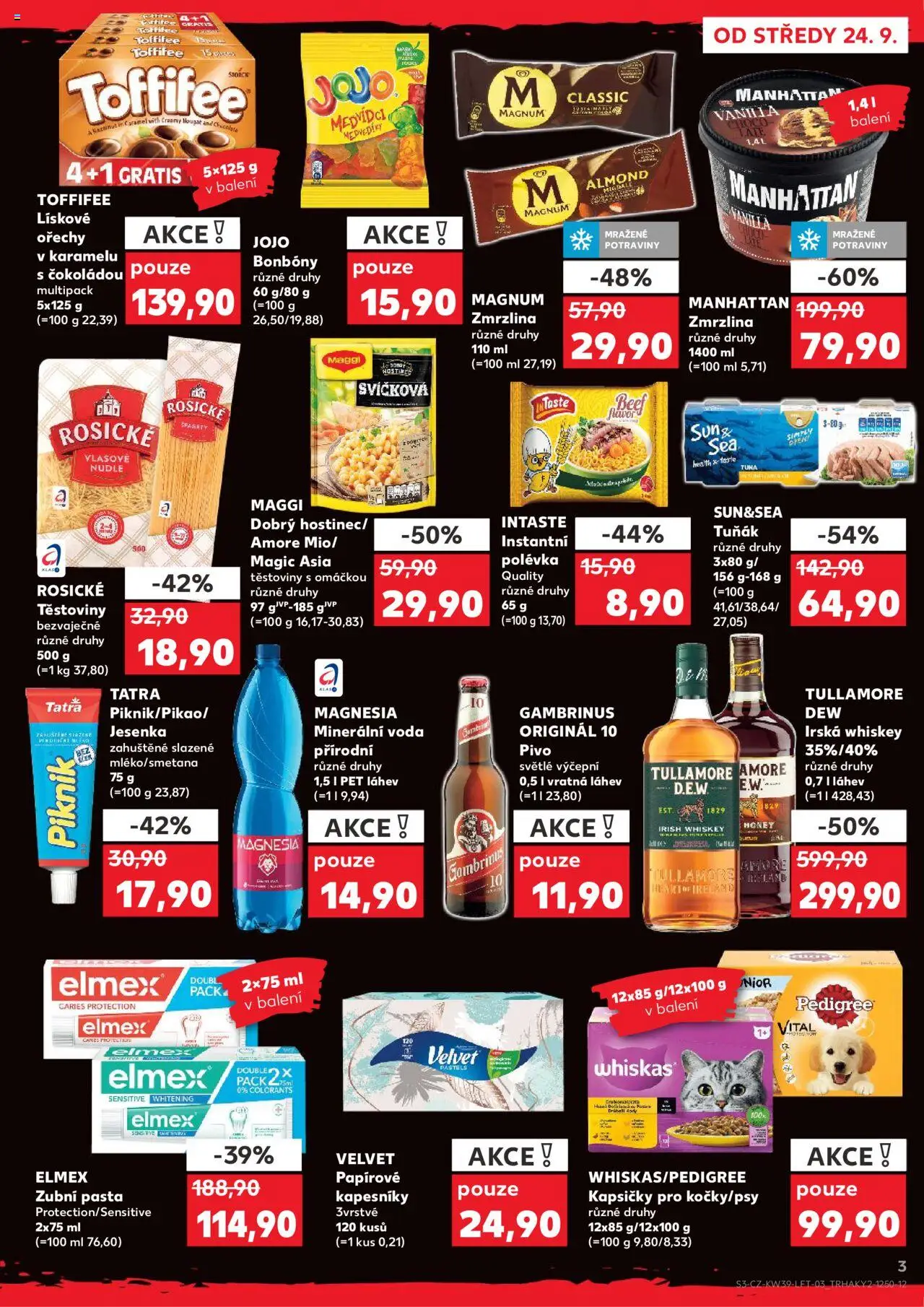 Kaufland leták od 24.09.2025 | Strana: 3 | Produkty: Maggi, Velvet, Manhattan zmrzlina, Gambrinus