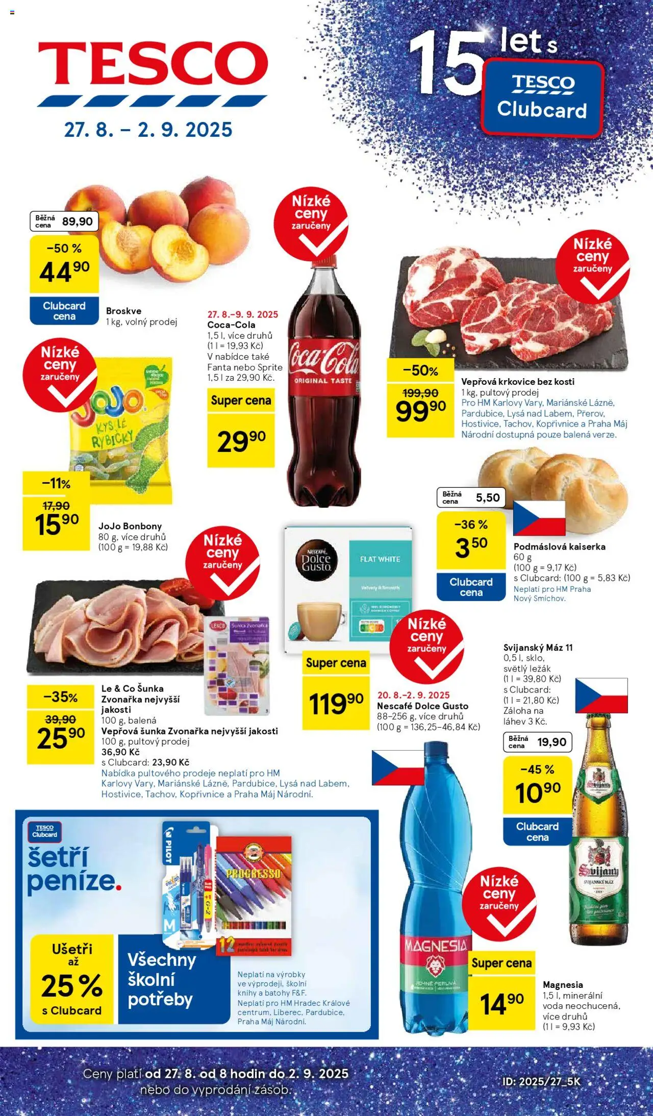 Tesco leták - Hypermarket od 27.08.2025 | Strana: 1 | Produkty: Dolce Gusto, Kaiserka, Bonbóny, Krkovice bez kosti