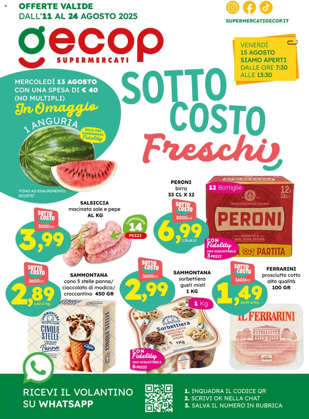 Volantino GECOP del 11.08.2025 | Pagina: 1 | Prodotti: Cioccolato, Panna, Pepe, Prosciutto