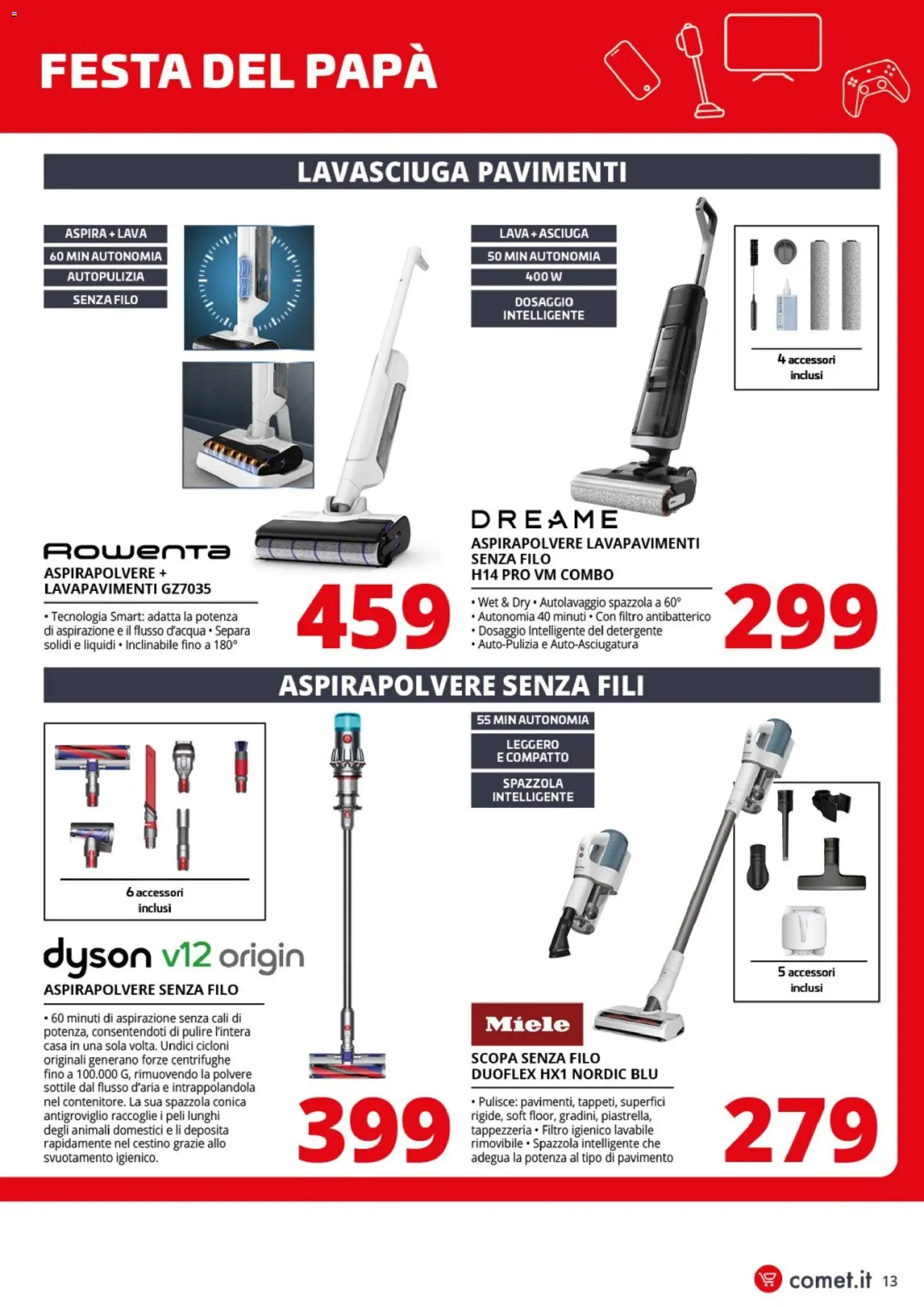 Volantino Comet del 10.03.2026 | Pagina: 13 | Prodotti: Detergente, Miele, Dyson, Cestino