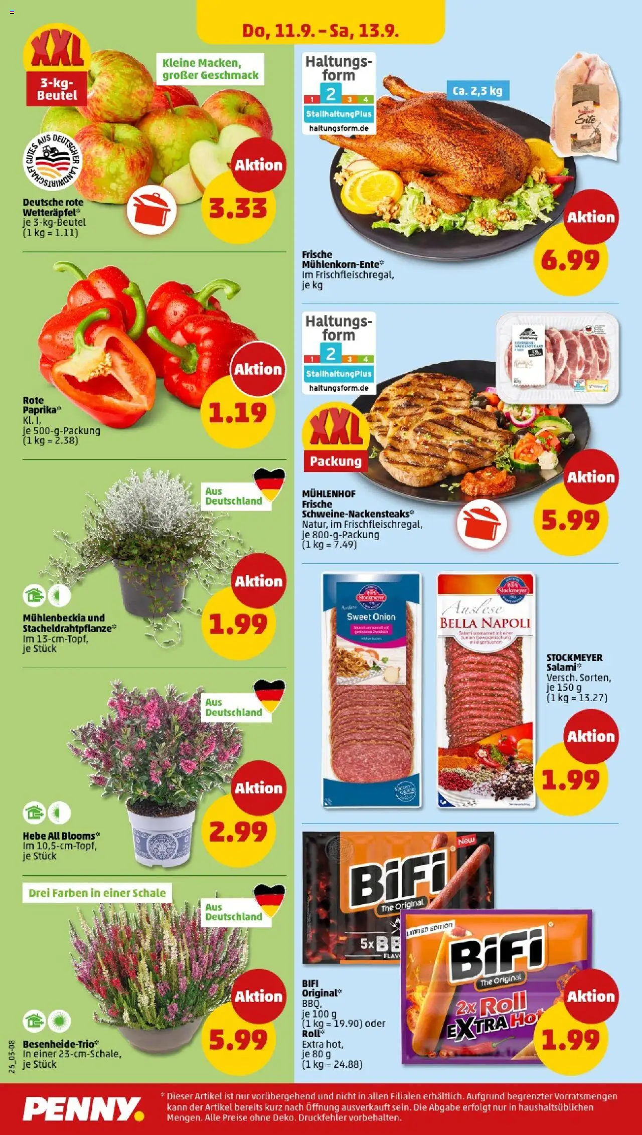 Penny Hamburg – gültig ab 08.09.2025 | Seite: 26 | Produkte: Bifi, Paprika, Salami