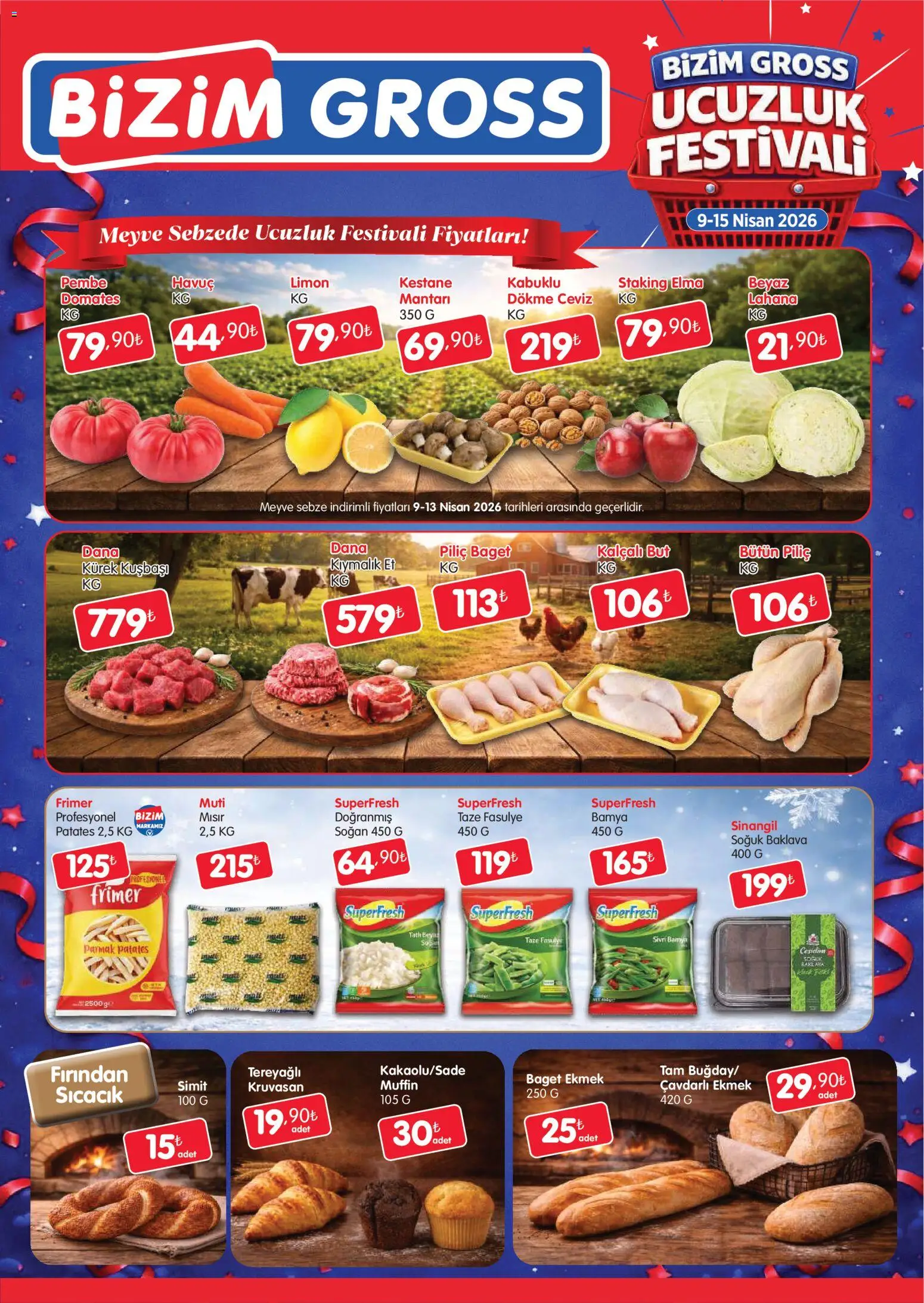 Bizim Toptan - Bizim Gross Fırsat Bülteni - 09.04.2026 tarihinden itibaren geçerlidir | Sayfa: 2 | Ürünler: Simit, Bamya, Sebze, Piliç