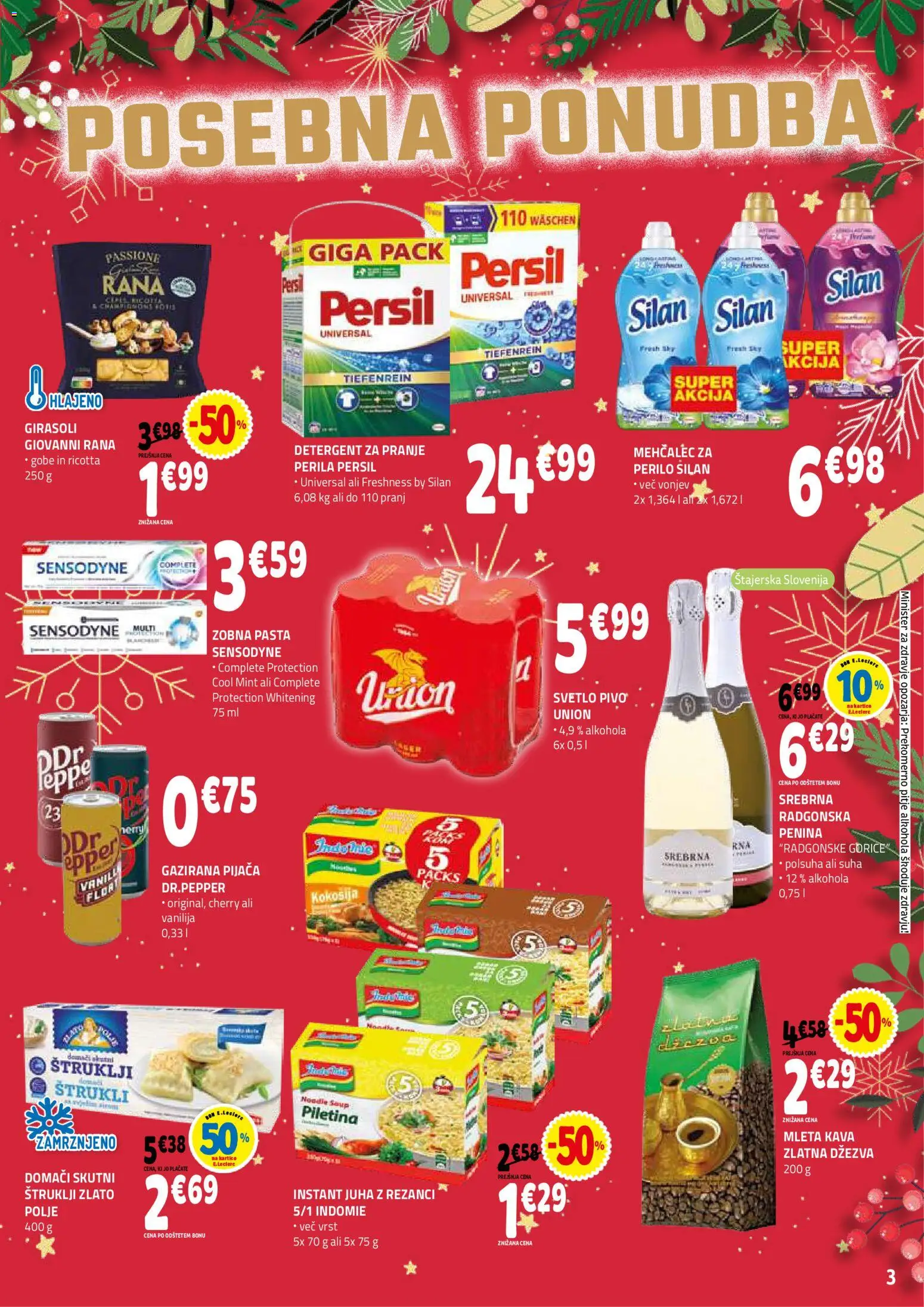 Novi E.leclerc katalog ponudbe – veljaven od 10.12.2025 | Stran: 3 | Izdelki: Rezanci, Penina, Kava, Zobna pasta