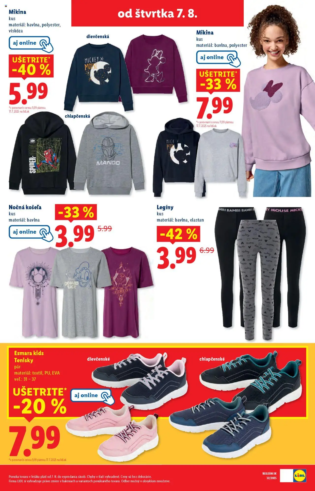 Lidl leták │ platný od 04.08.2025 | Strana: 89 | Produkty: Košeľa, Mikina, Legíny, Tenisky