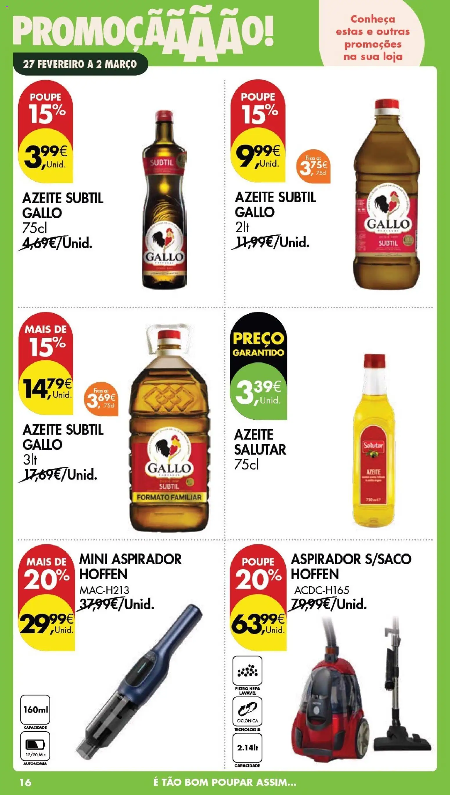 Pingo Doce Poupe este Fim de Semana │ válido de 27.02.2026 | Página: 16 | Produtos: Azeite, Aspirador