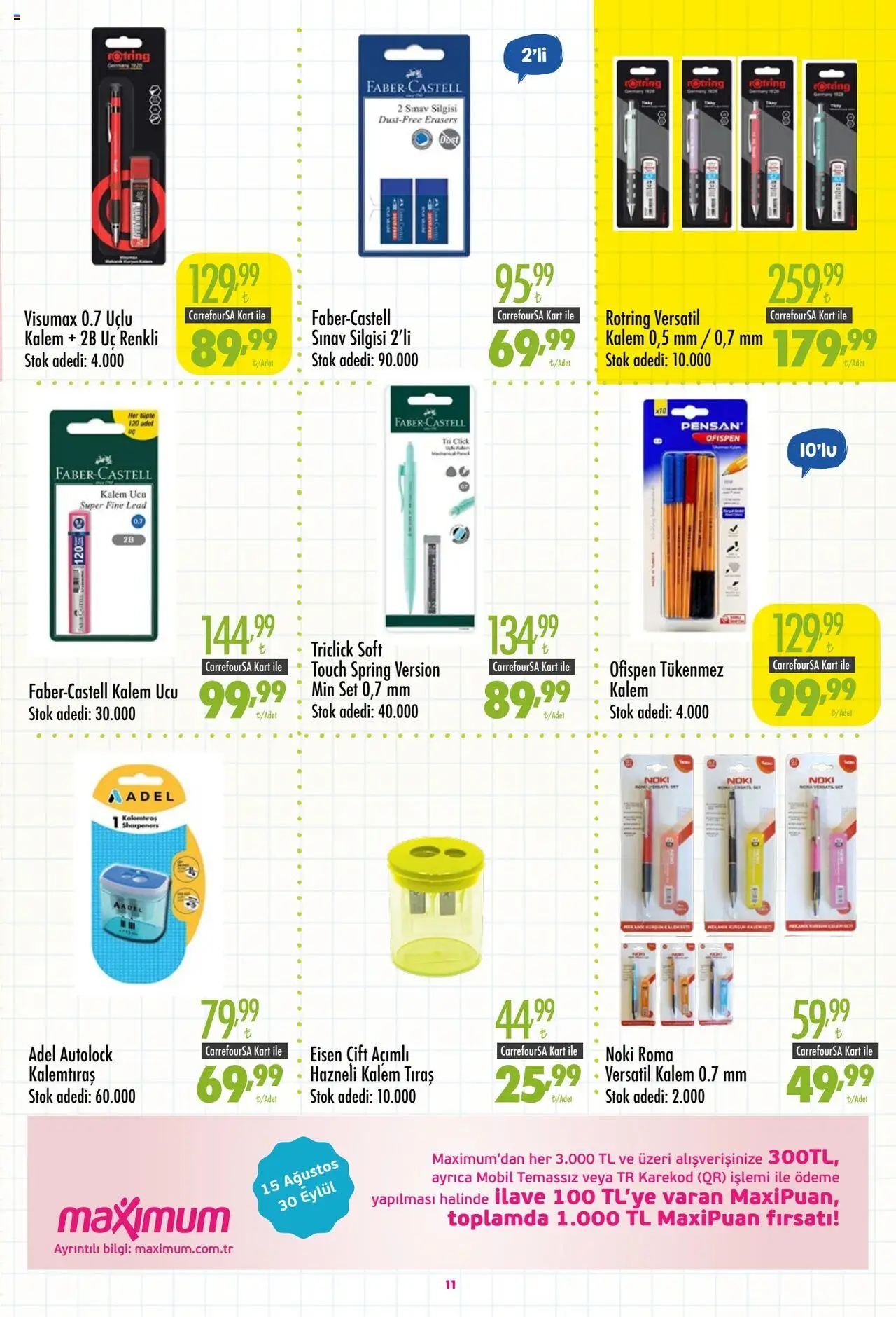 CarrefourSA Katalog - 25.08.2025 tarihinden itibaren geçerlidir | Sayfa: 11 | Ürünler: Kalem ucu