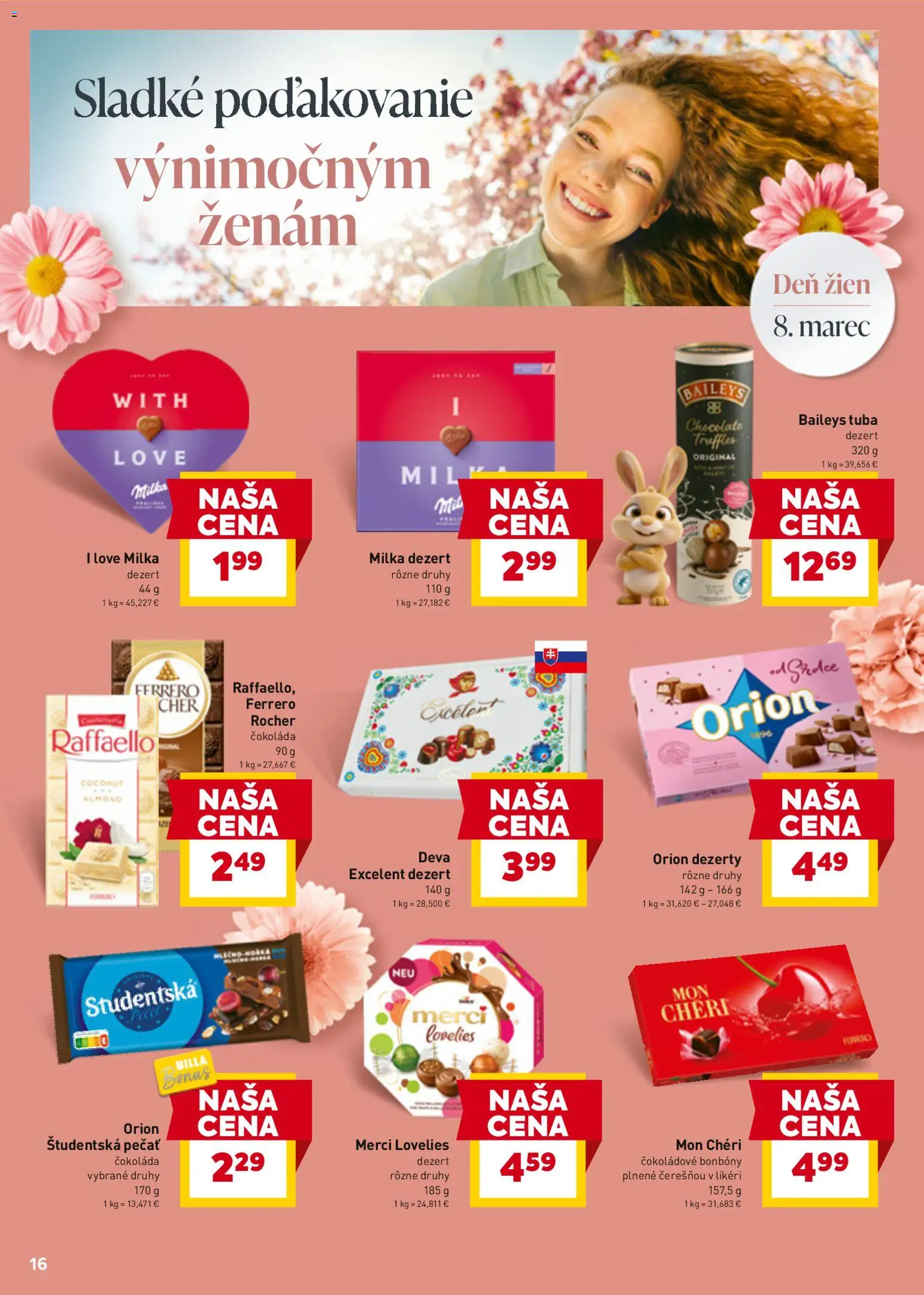 Nové Billa akcie – leták je platný od 04.03.2026 | Strana: 18 | Produkty: Merci, Mon Chéri, Čokoláda, Milka