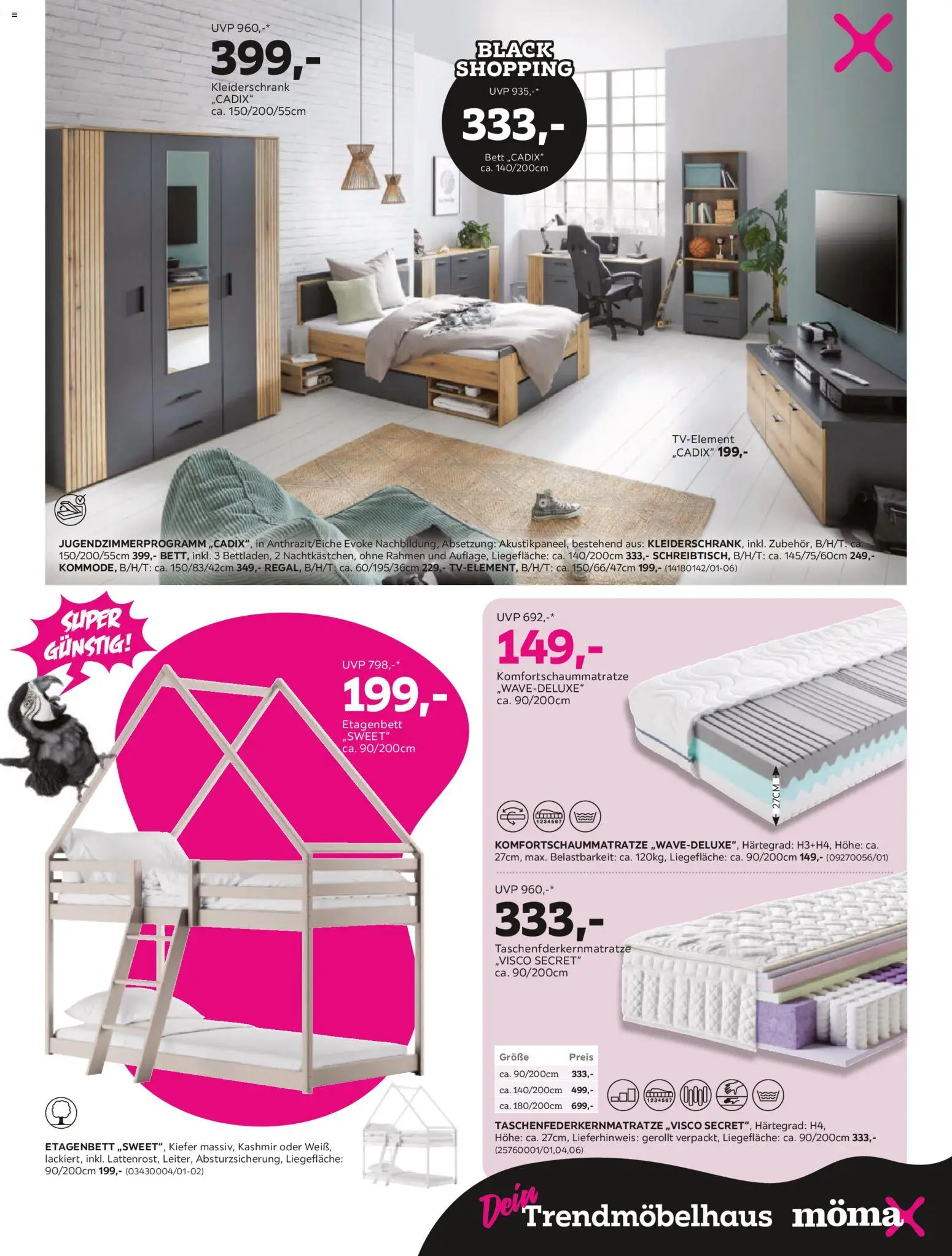 Mömax - Black Friday gültig ab 25.11.2025 | Seite: 9 | Produkte: Bett, Kleiderschrank