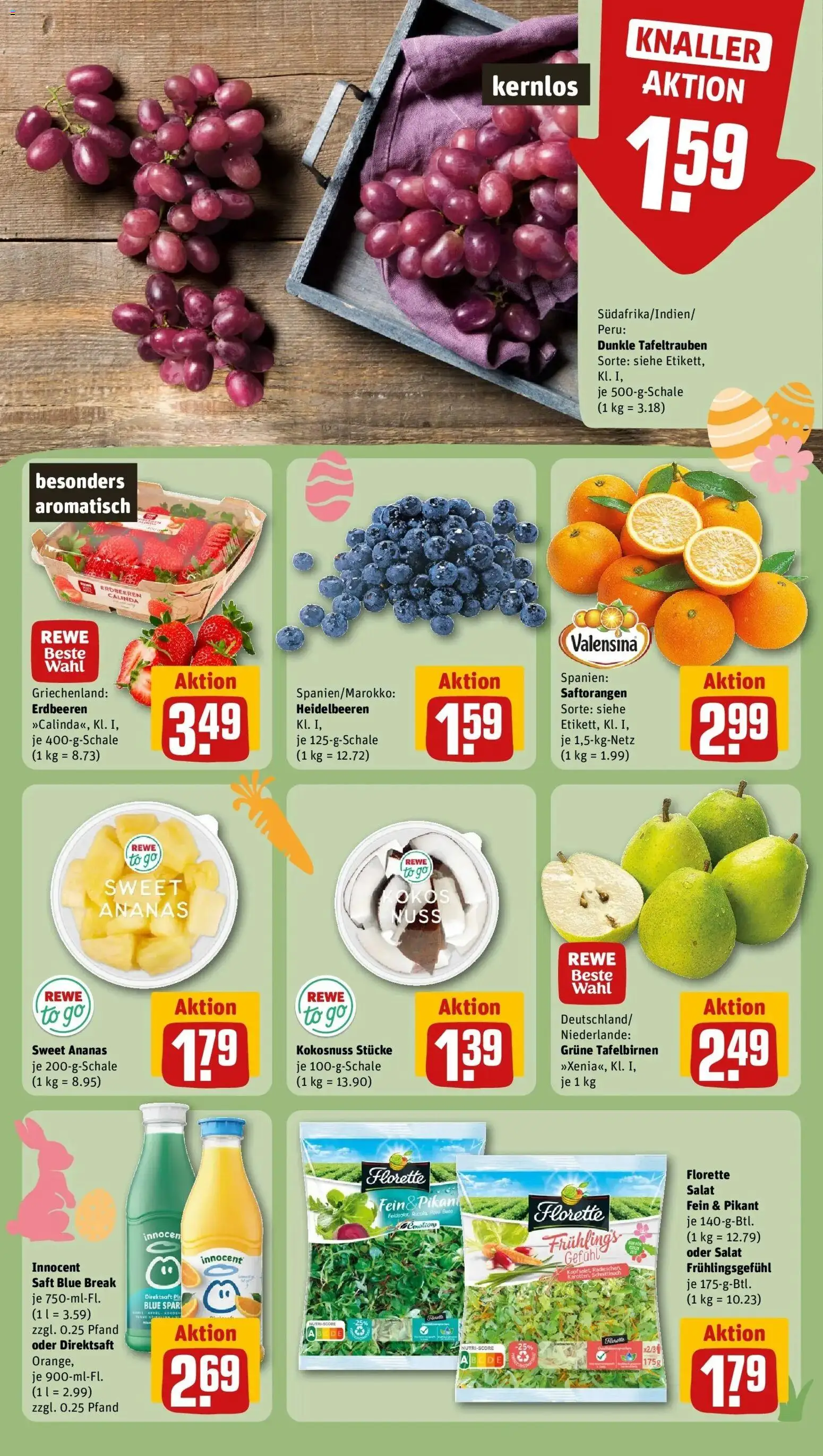 Rewe Prospekt Bamberg	 – gültig ab 30.03.2026 | Seite: 10 | Produkte: Heidelbeeren, Valensina, Erdbeeren, Salat