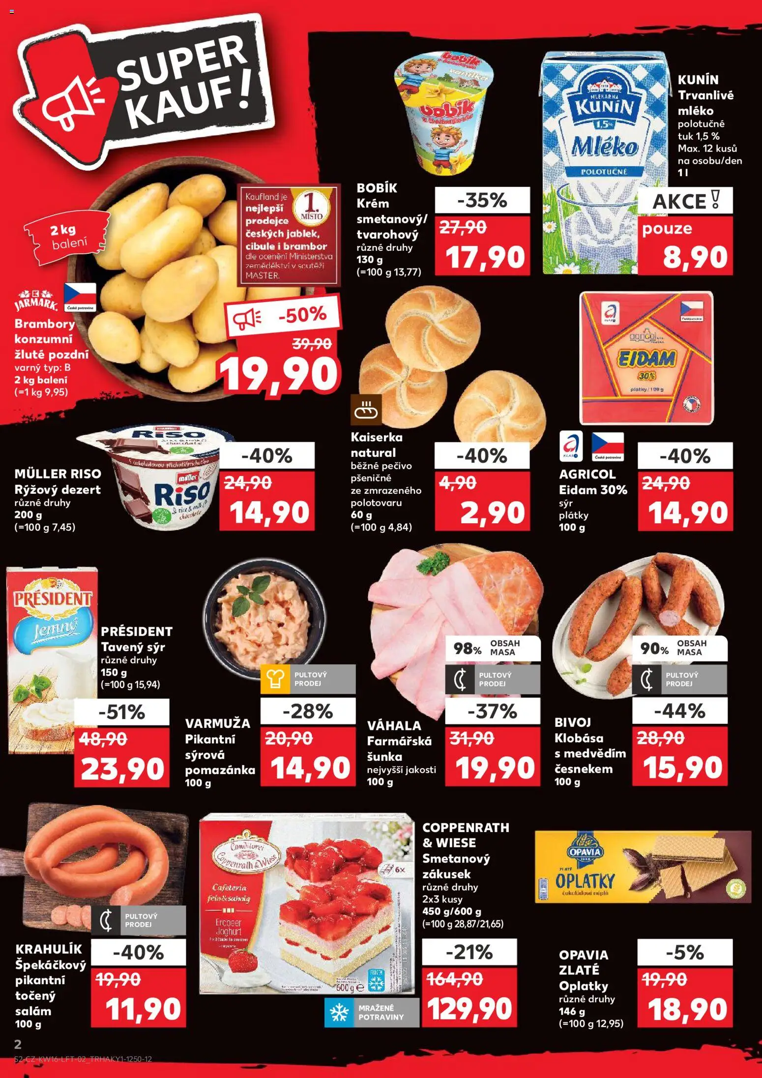Kaufland leták - Liberec od 15.04.2026 | Strana: 2 | Produkty: Mléko, Klobása, Eidam, Potraviny