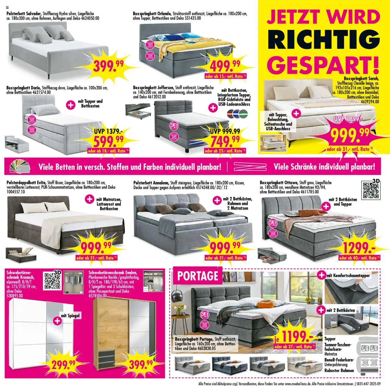SB Möbel Boss Prospekt Neubrandenburg - gültig ab dem 23.08.2025 | Seite: 9 | Produkte: Matratze, Boxspringbett, Liege, Schrank