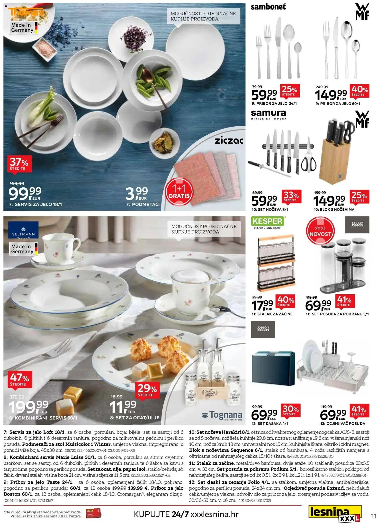 Lesnina katalog | vrijedi od 27.04.2026 | Stranica: 11 | Proizvodi: Stol, Nož, Šalica, Pribor za jelo