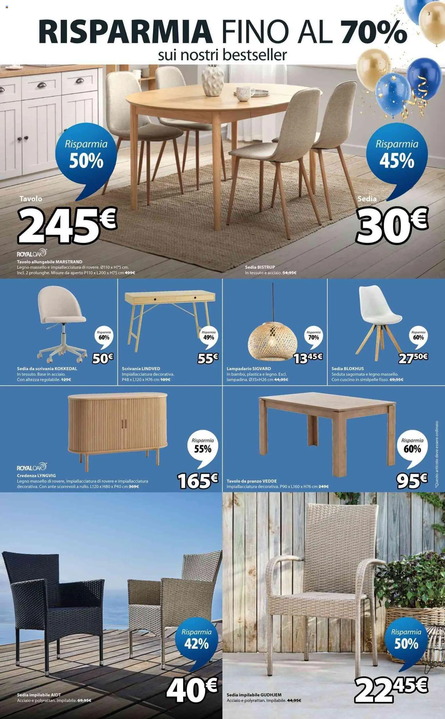 Volantino JYSK del 17.04.2026 | Pagina: 3 | Prodotti: Cuscino, Sedia, Credenza, Scrivania