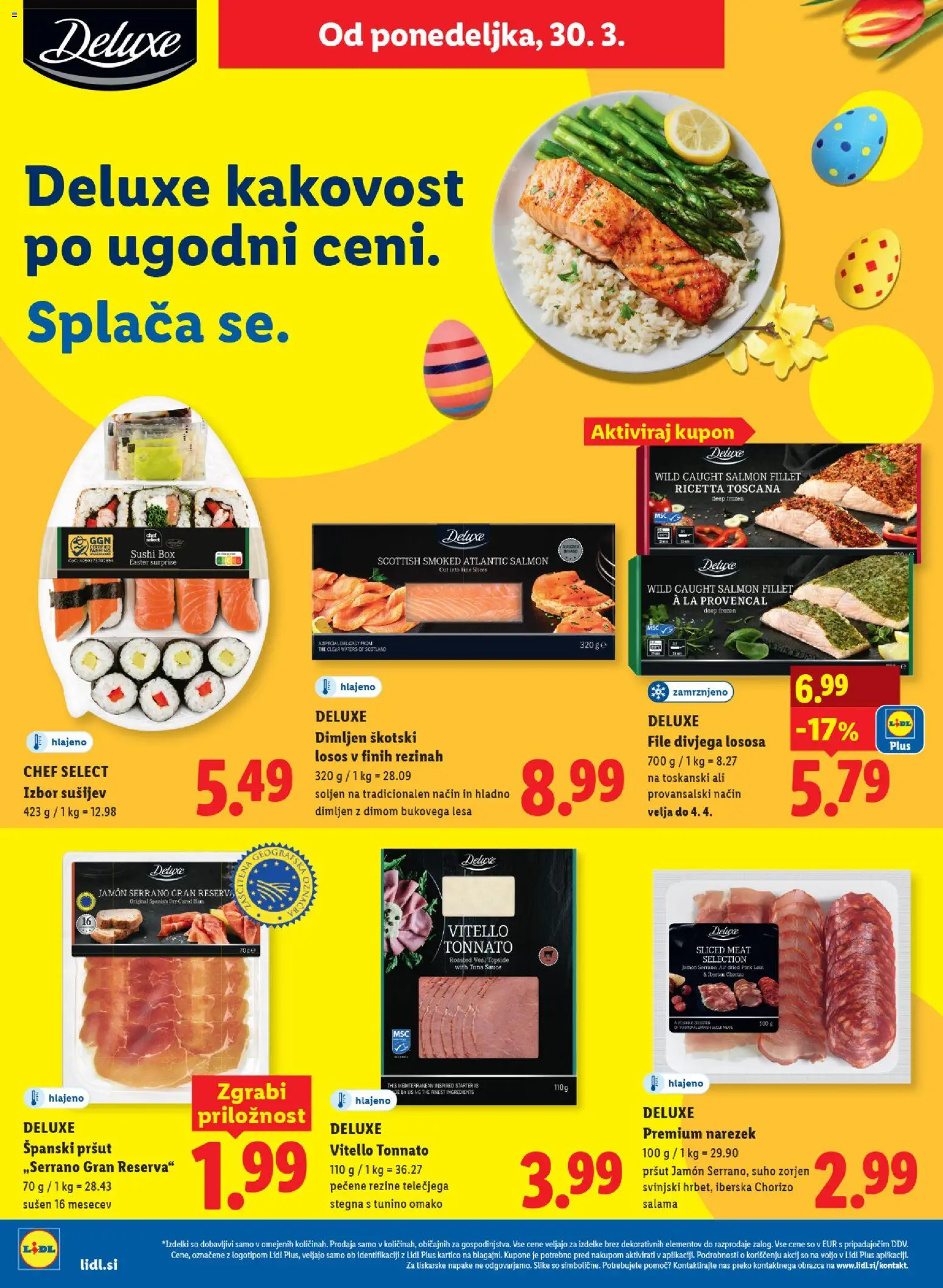 Novi Lidl katalog ponudbe – veljaven od 26.03.2026 | Stran: 44 | Izdelki: Pršut, Tuna, Losos, Salama