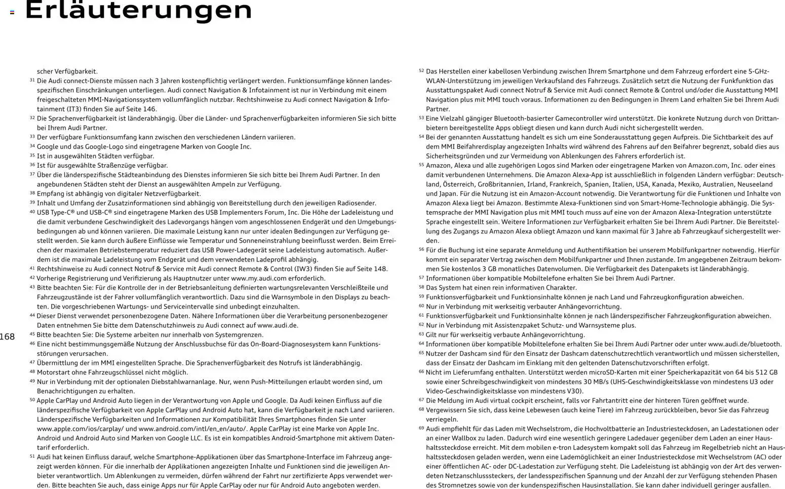 Audi  A6 e-tron – gültig ab 01.10.2025 | Seite: 168 | Produkte: Kabel, Navigation